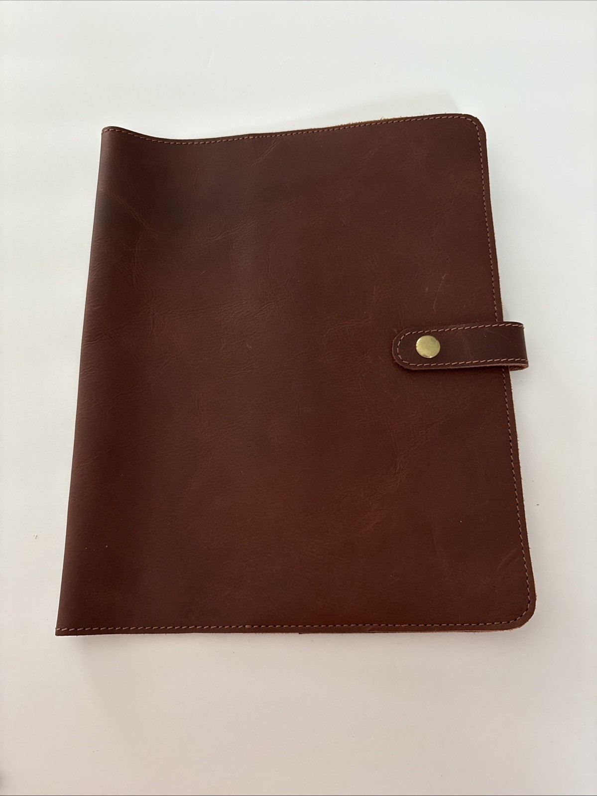 Elizo Brown Leather Portfolio/journal Cover NEW 8.5×10” Folded Snap Closure