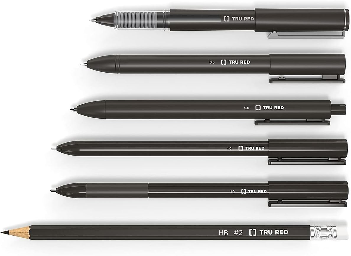 STAPLES TRU RED Ballpoint Gripped Pen Med Point 1.0mm Black Two Dozen