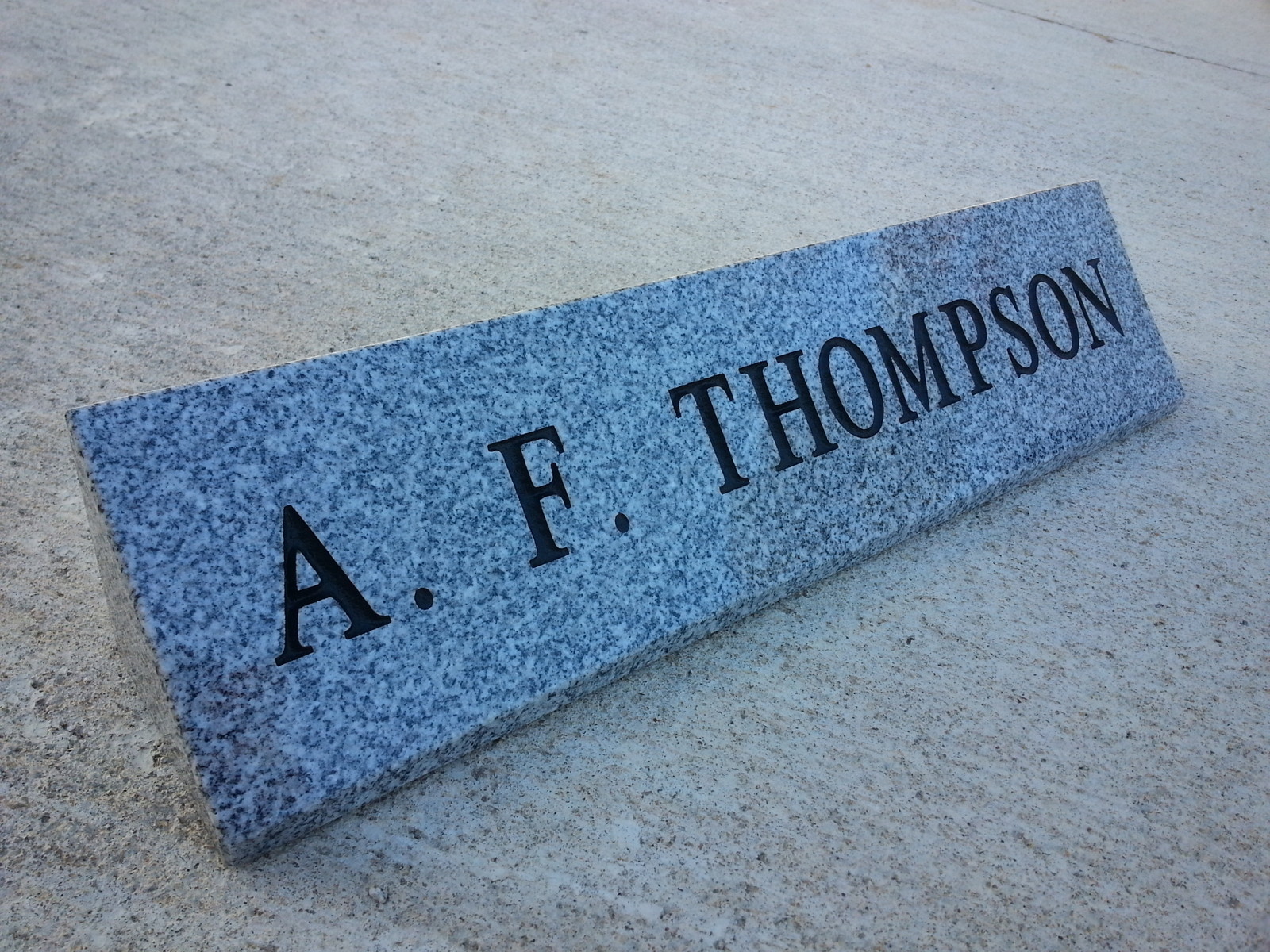 Granite Nameplate (personalized) Gray (16x3x3) Cemetery Funeral Memorial