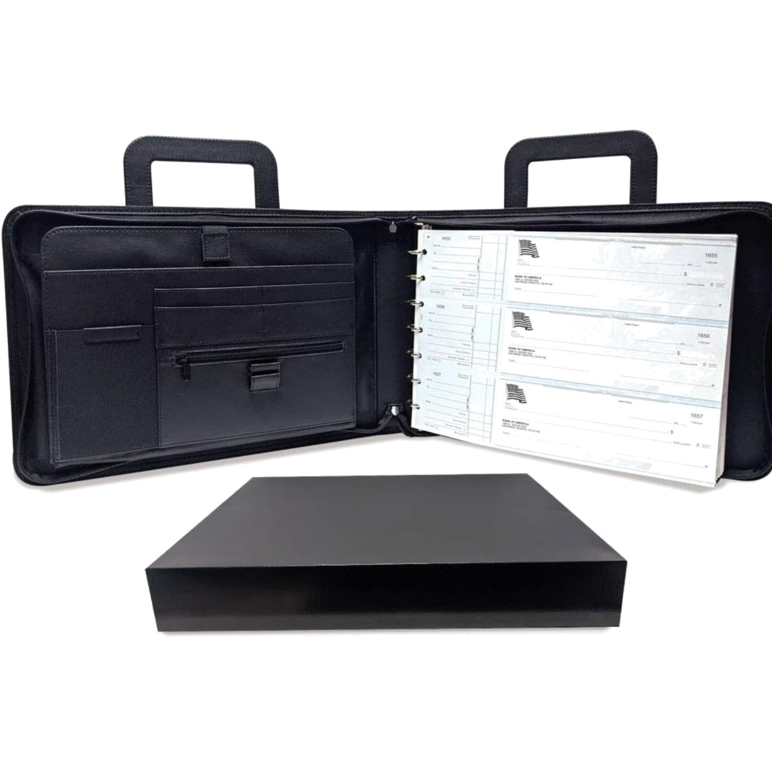 MSP 7 Ring Business Check Portfolio Binder with Handle, Zipper Closure for 3-…