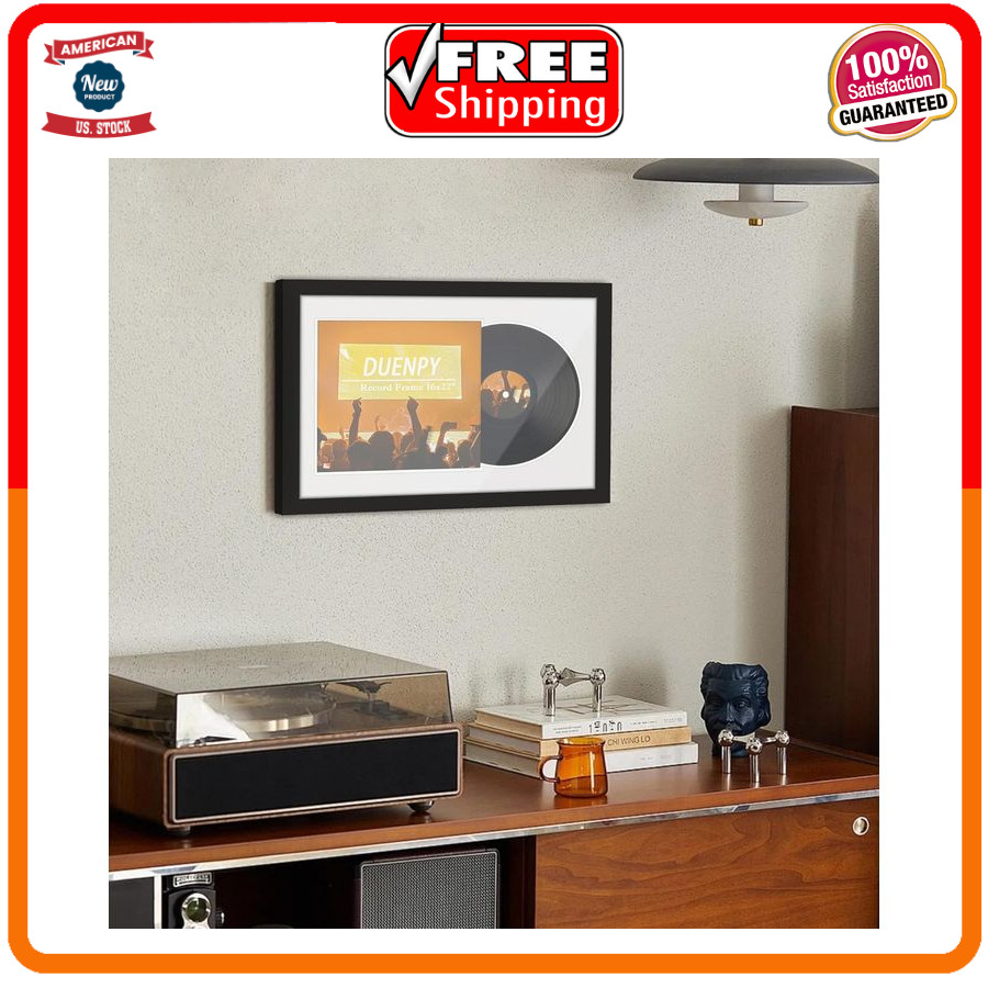 Vinyl Record Display Frame 16X22 Inches Display Record Album and 12.5X12.5 Album