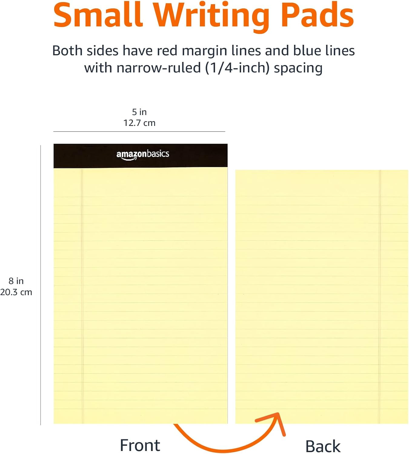 Amazon Basics 50-Sheet Narrow Ruled Lined Writing Note Pad, 5″ X 8″, 12-Pack, Ca