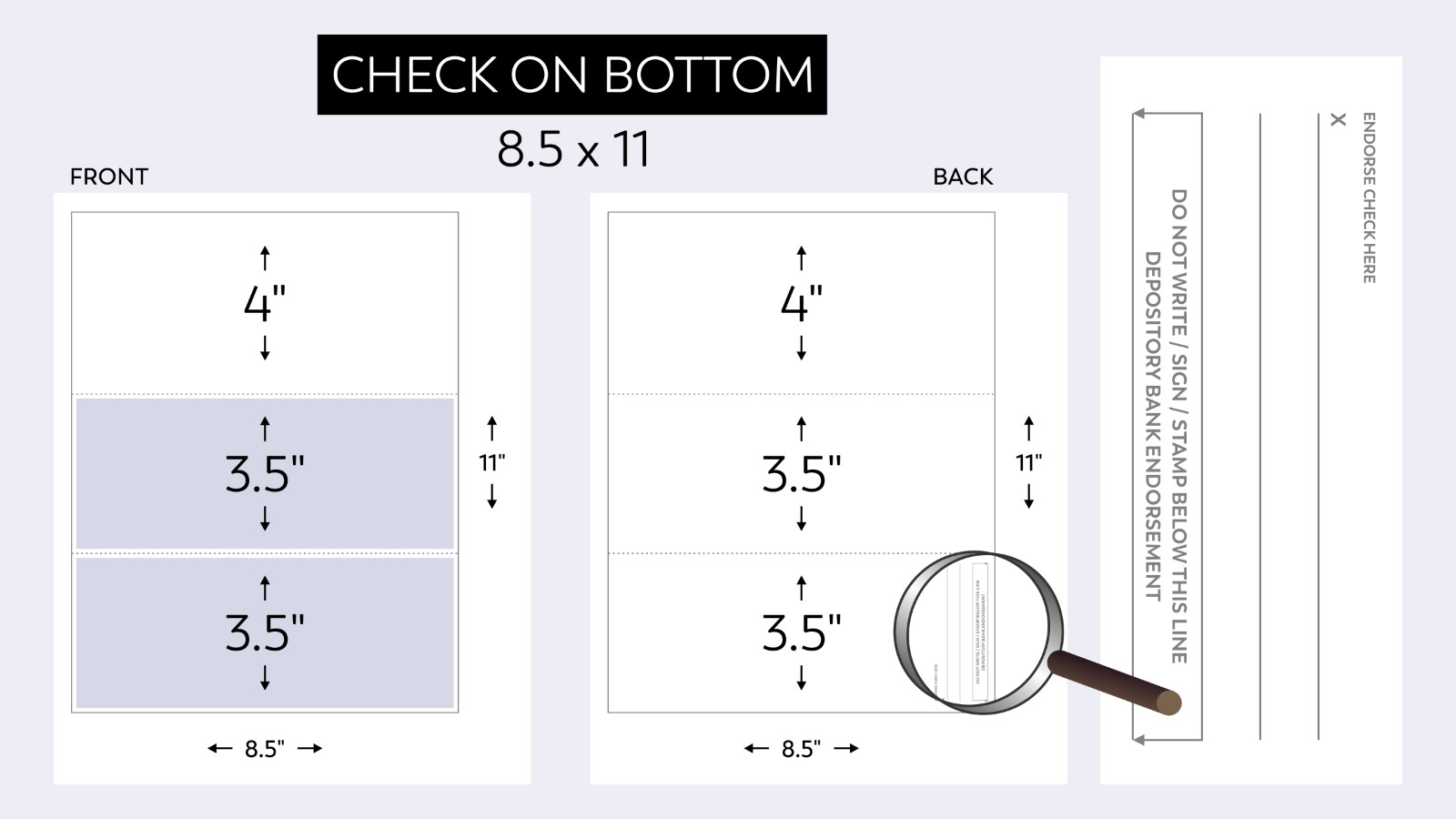 100 Blank Check Stock Paper – Check on Bottom – Blue Pinstripe