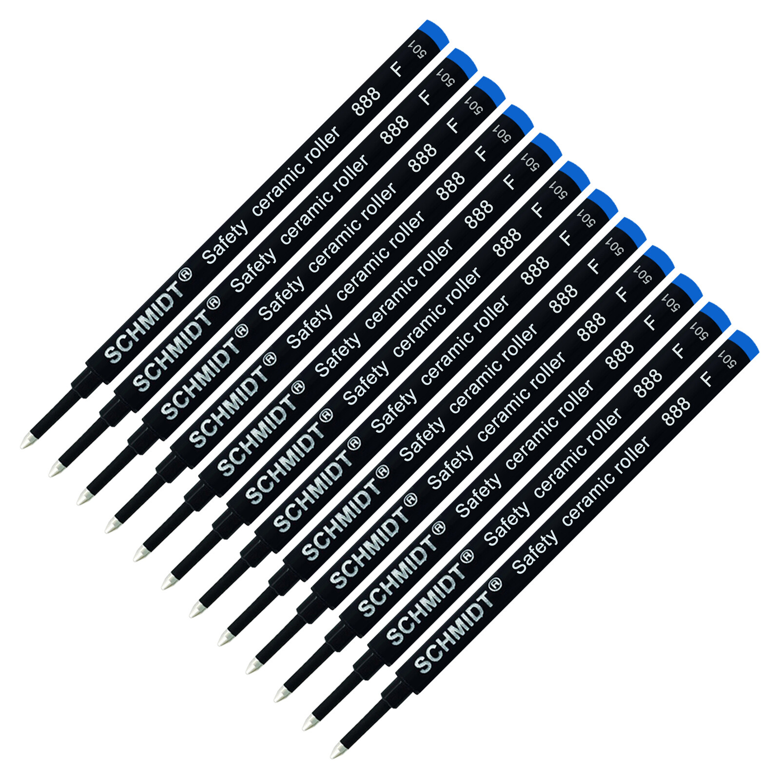 12X Schmidt 888 Safety Rollerball Ceramic Tip Pen Refills, Blue Fine
