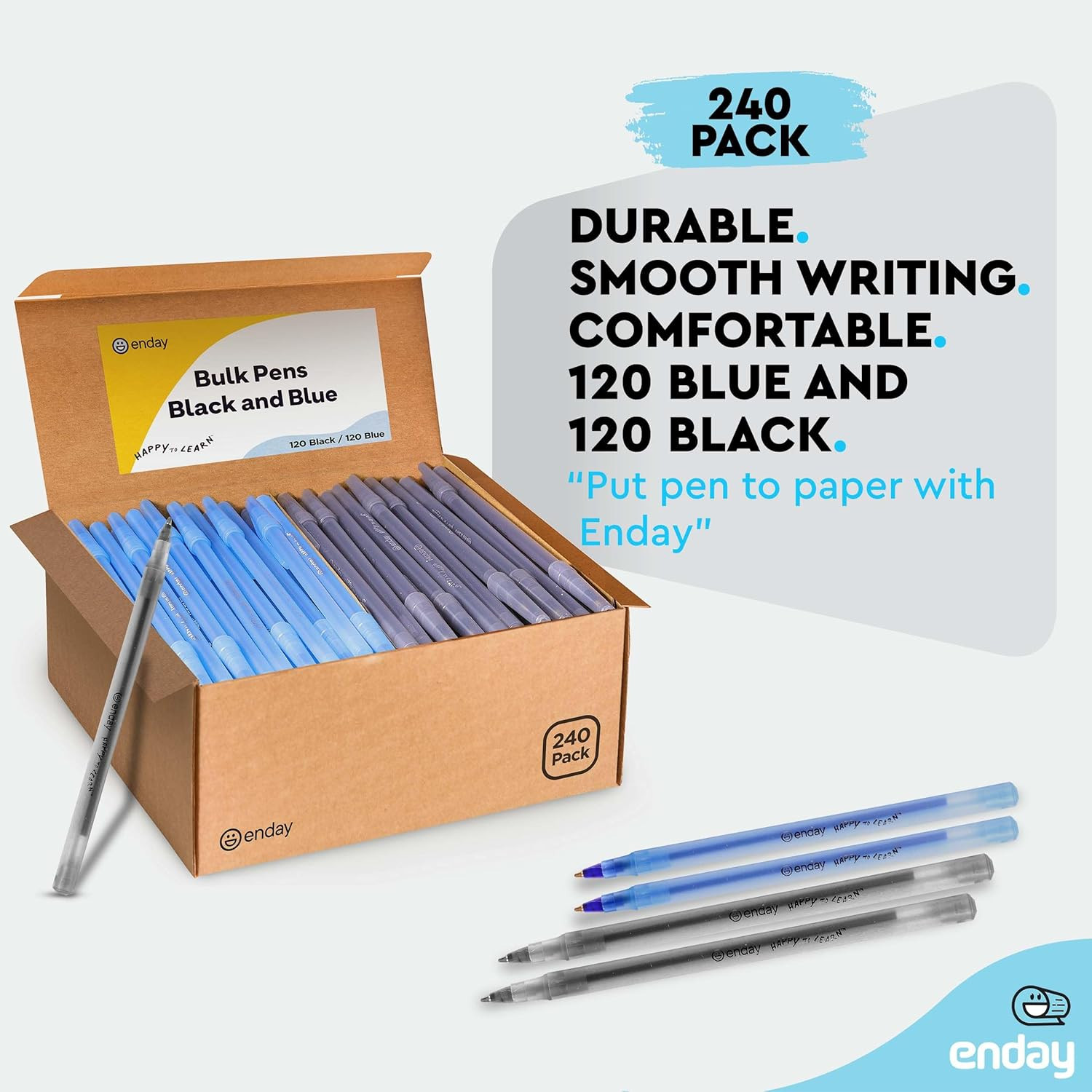 Ballpoint Pens Bulk Blue and Black Pens (240 Pack) 120 Black & 120 Blue – Med…