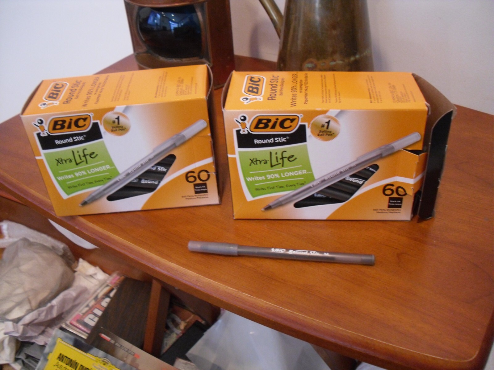 BIC Round Stic Xtra Life Ballpoint Pen 2 PK 120 Medium Point (1.0mm), Black