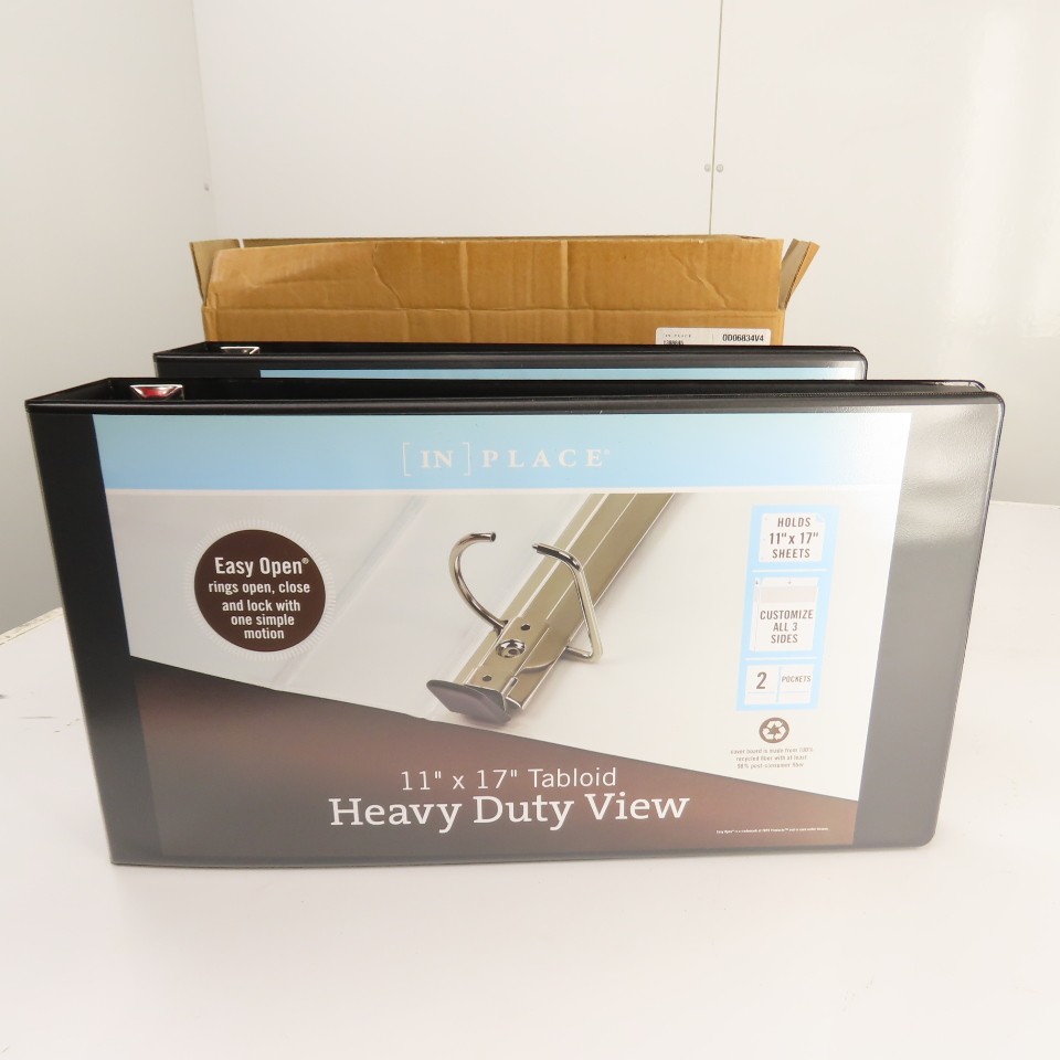 [IN] Place 1388845 24130557 heavy Duty 11″ x 17″ View Binder 3″ Black Lot Of 2