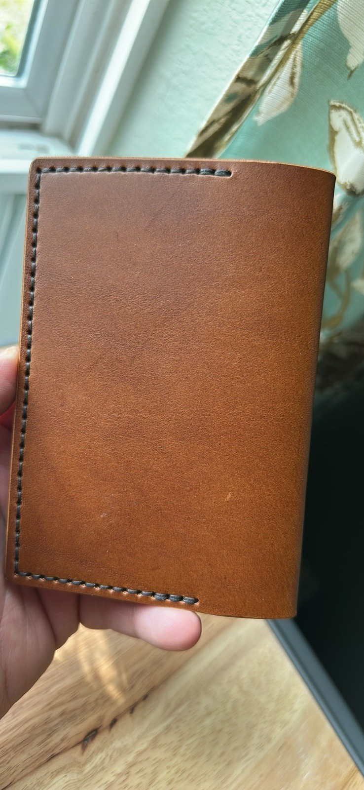 Chestnut Brown full-grain veg-tanned leather, 5 oz — 100% handmade in the USA.