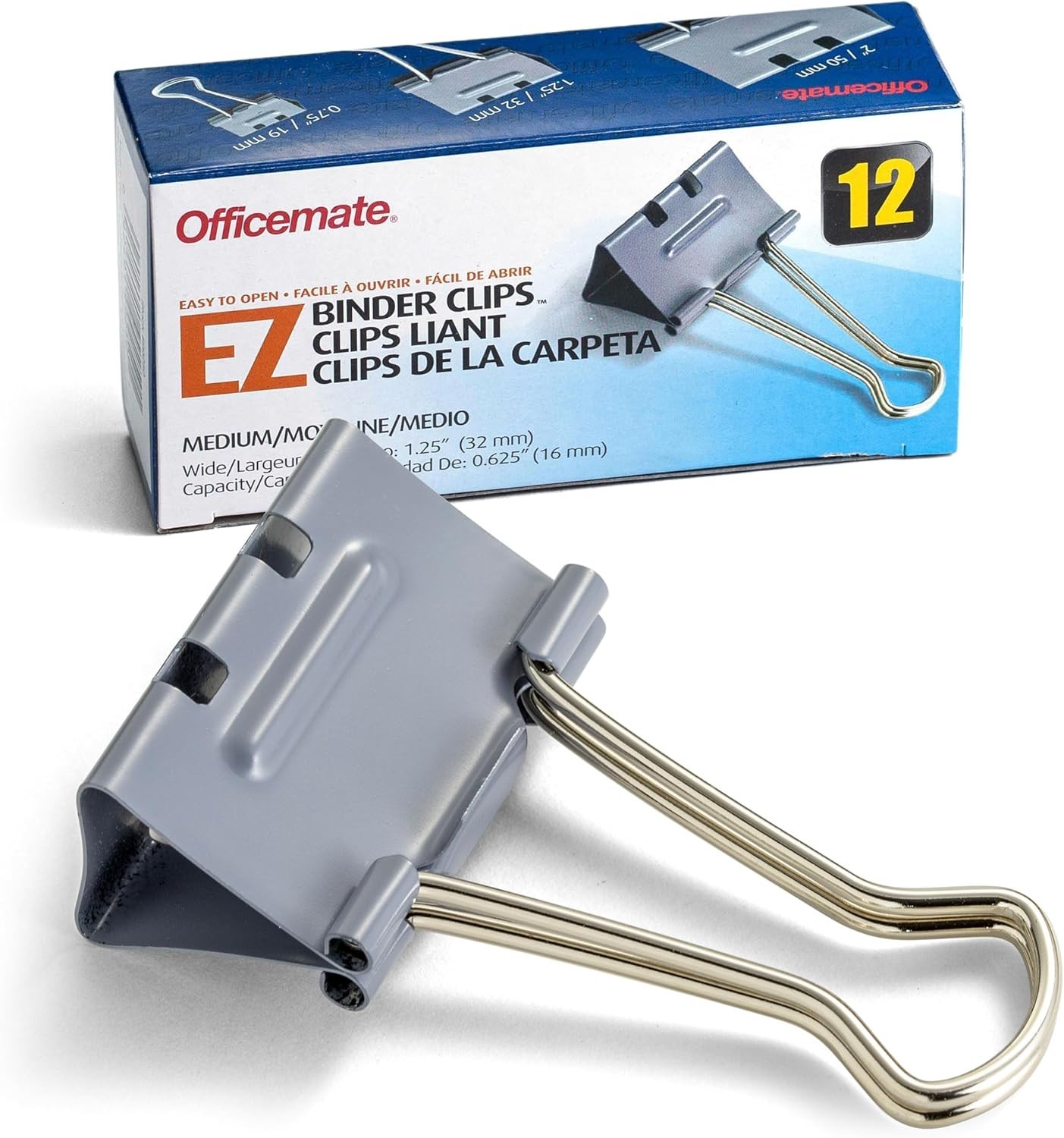 EZ Binder Clips Medium Metal Paper Clips Durable Organizer Office Supply 12ct US