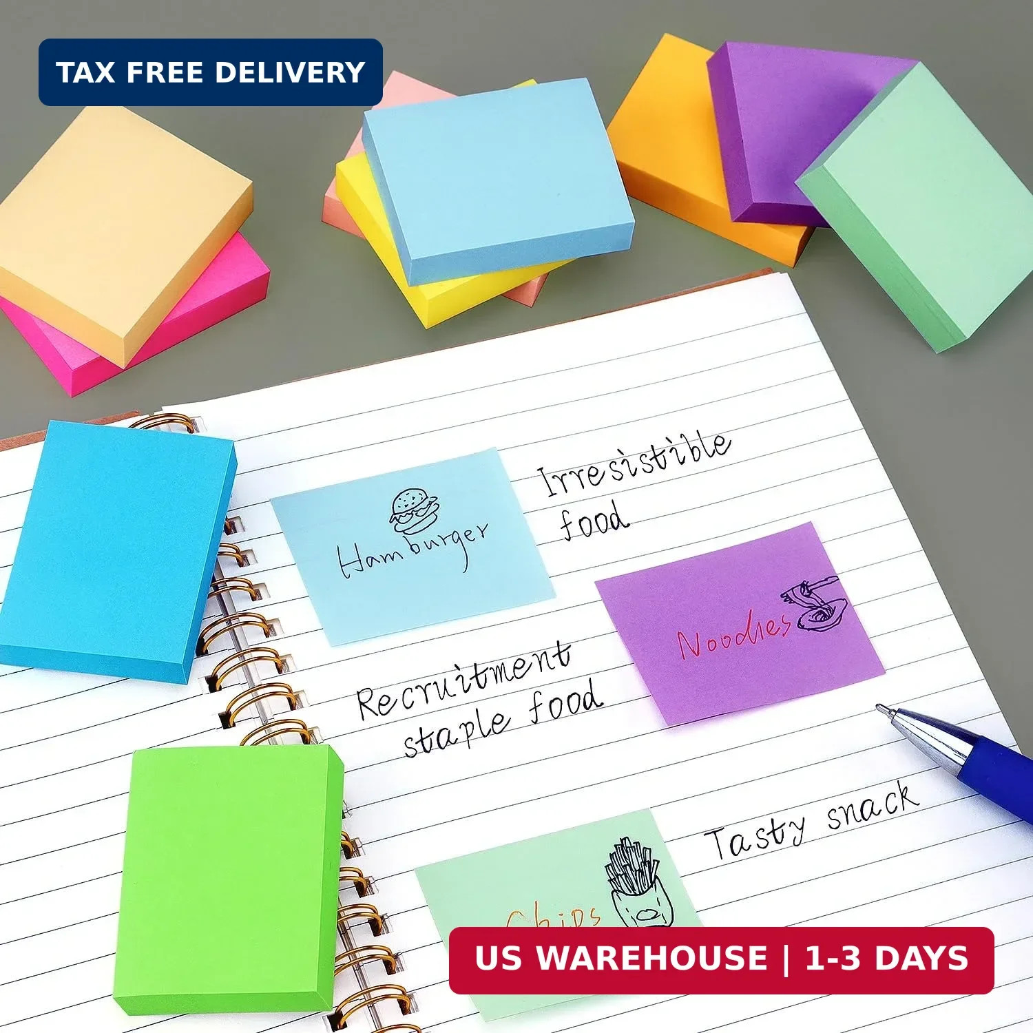 20 Pads Post It Notes 10 Colors 1.5 x 2 Inches Small Post It Notes 100 Sheets