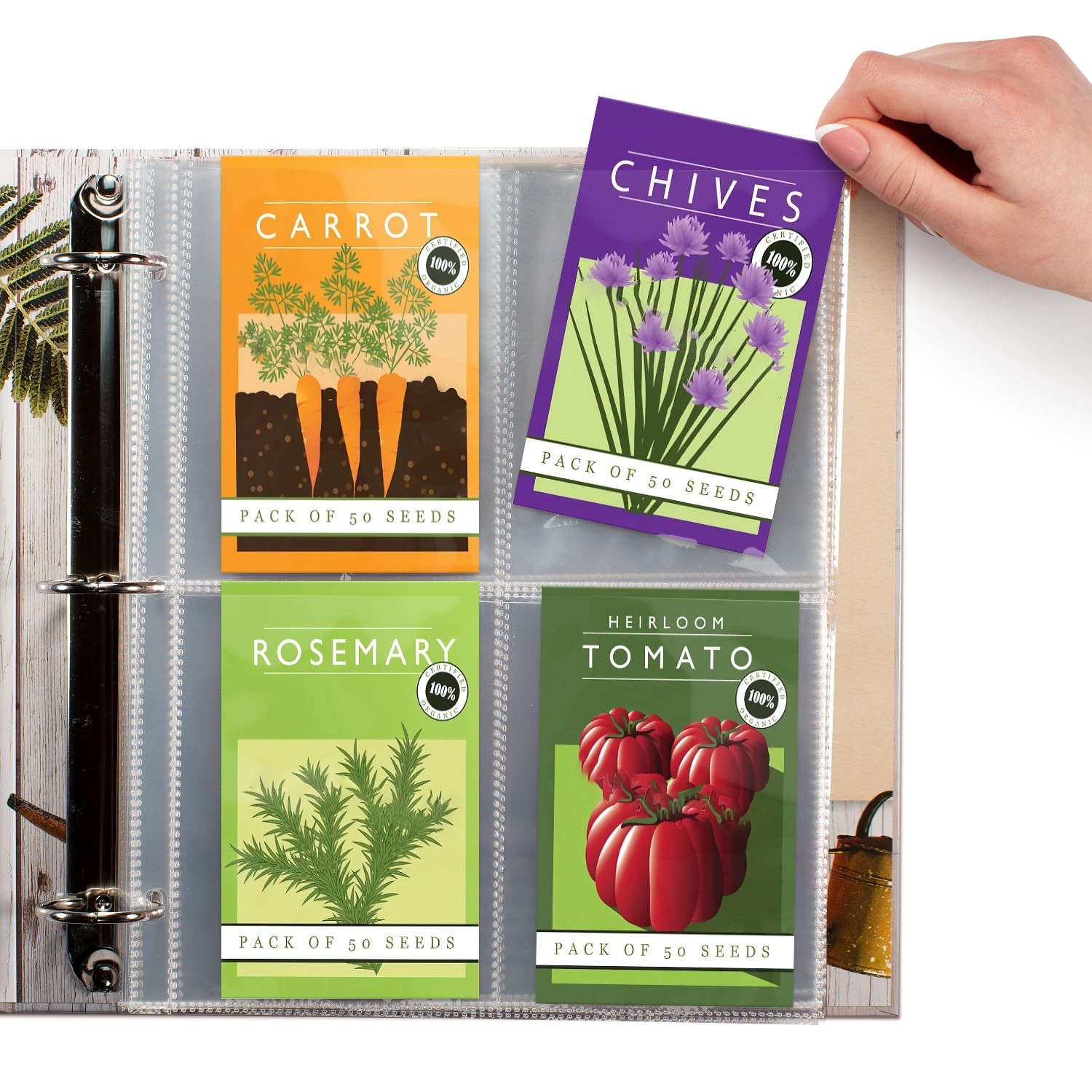 50 Pack 4 Pocket Seed Storage Organizer Garden Seed Packet Sheet Protectors