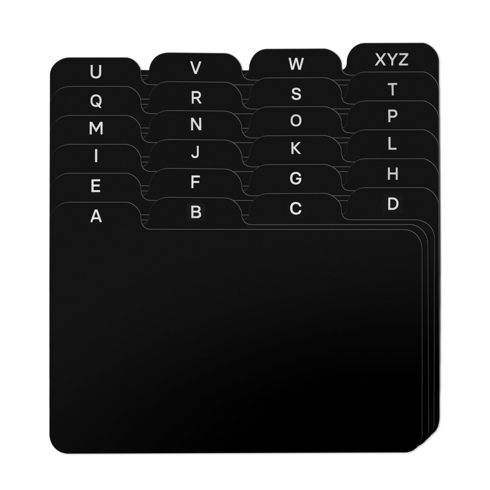 3×5 Index Card Alphabet Tab Dividers 24 pcs Black