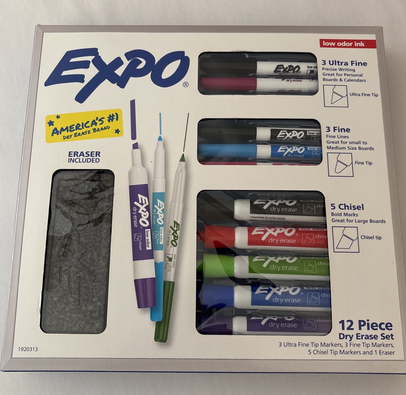 Expo Low Odor Ink 12 Piece Dry Erase Set w/Eraser FREE SHIPPING