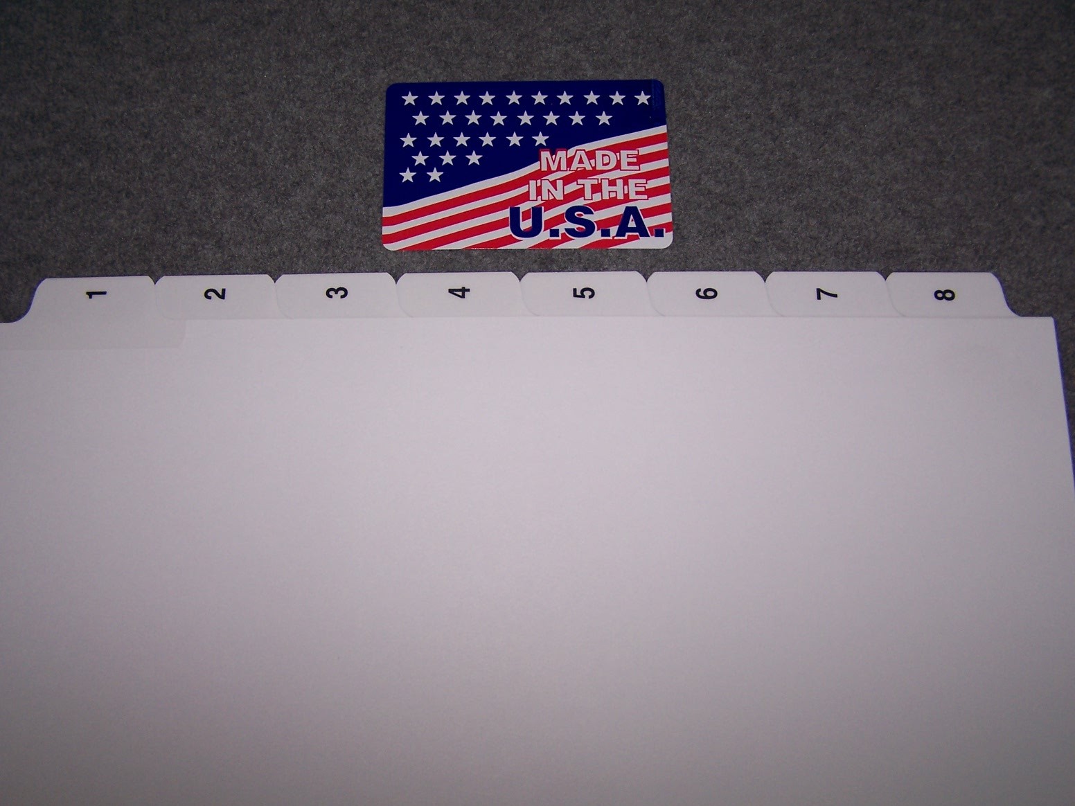 # 1-8 Numbered Index Tab Dividers 150 SETS, 3 hole punched