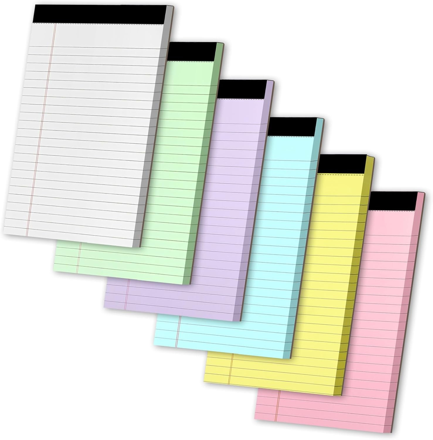 Legal Pads 5″ X 8″, 6 Pack Colored Note Pads, College Ruled Yellow Lined Paper