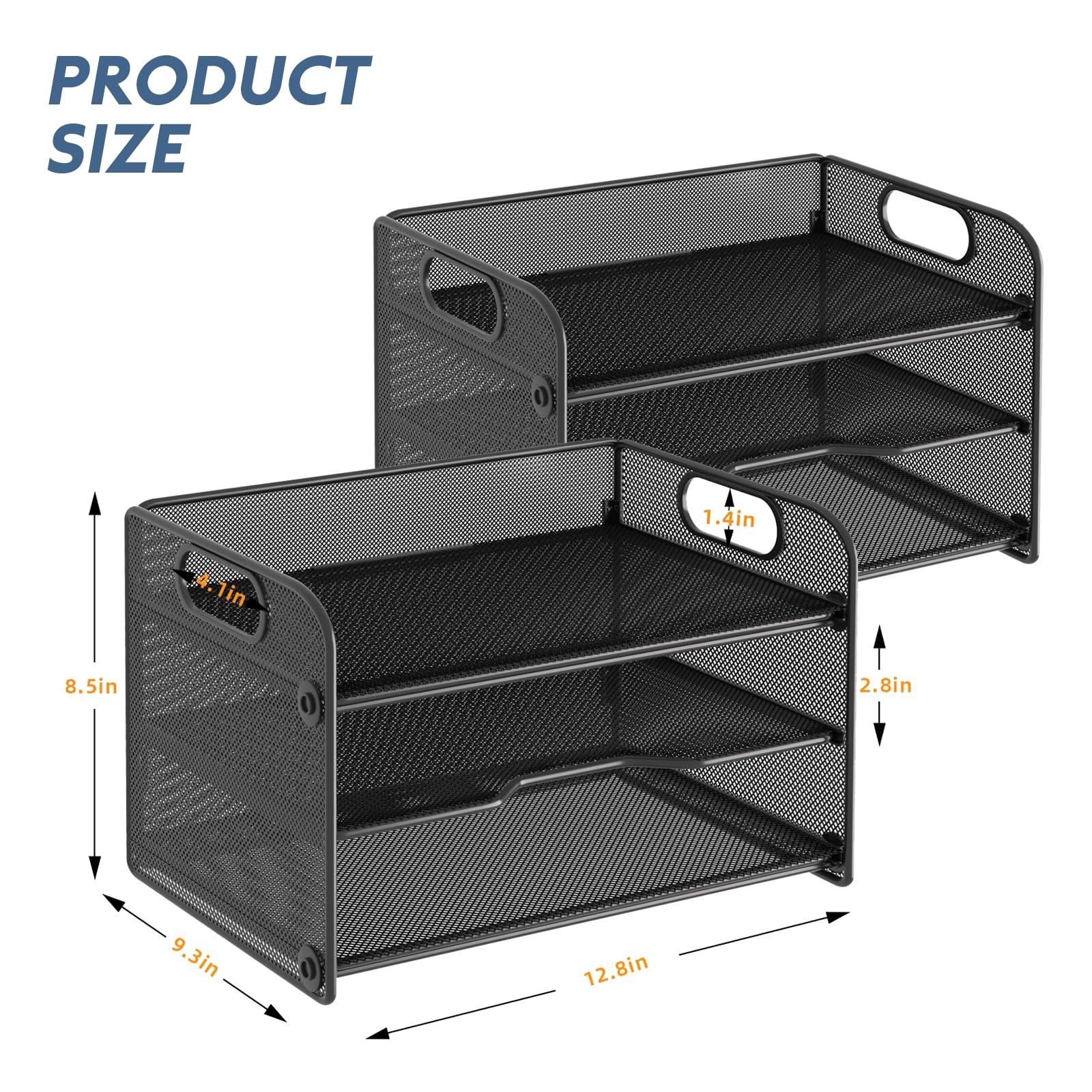 3 Tier Letter Tray Paper Organizer – 12.8″ L x 9.3″ W x 8.5″ H – for Office Desk