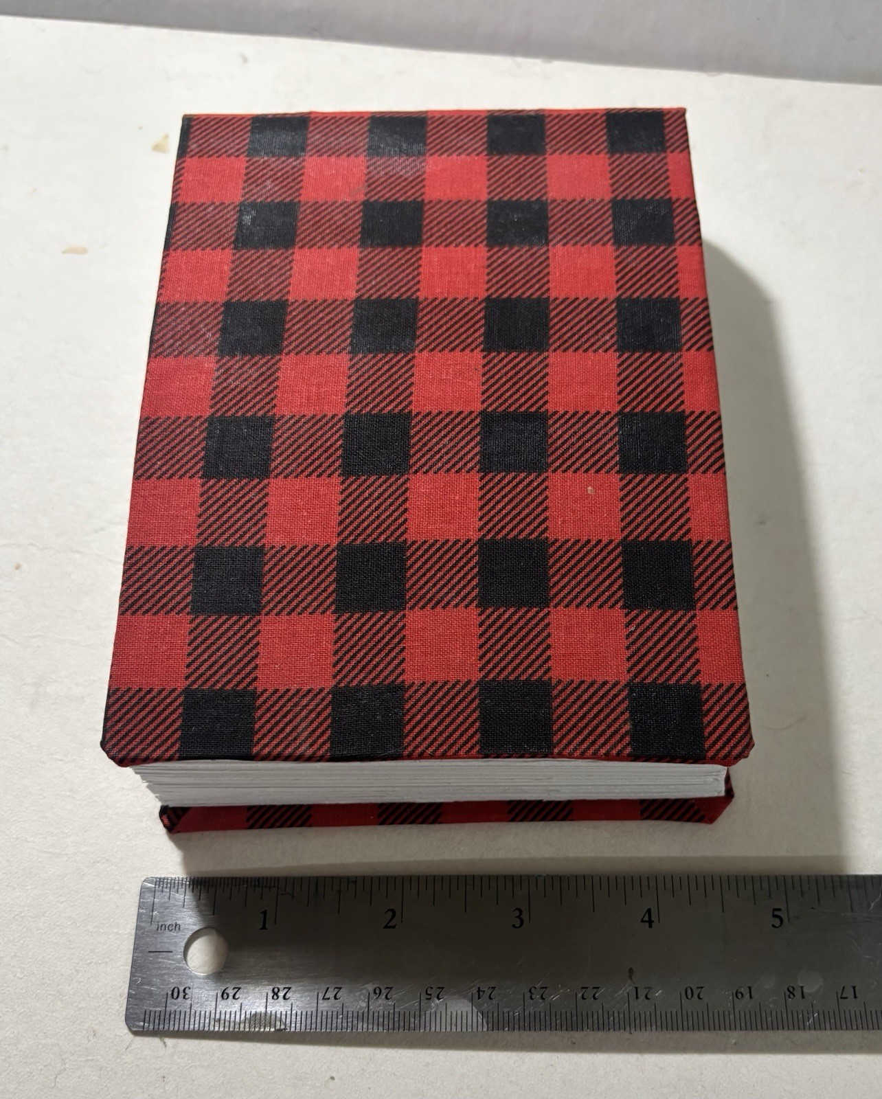 Handmade (fabric) Black Red Checker Blank Sketchbook Journal 4.5 in. x 6in