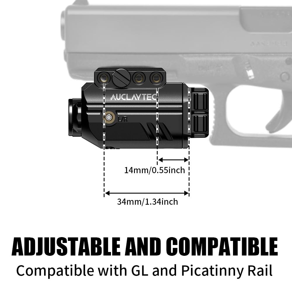 AUCLAYTEC Pistol Light Laser Combo with USB-C Charging, 500 Lumen Blue