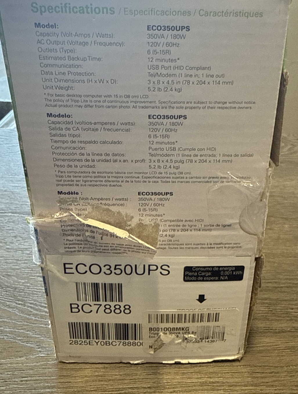 Tripp Lite ECO350UPS 350 VA 316 J 6-Outlet Energy-Saving Standby UPS-sealed!