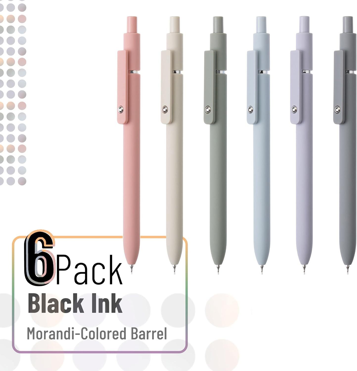 Mr. Pen – Retractable Fine Point Gel Pens, 6 Pack, 6 Morandi Barrels