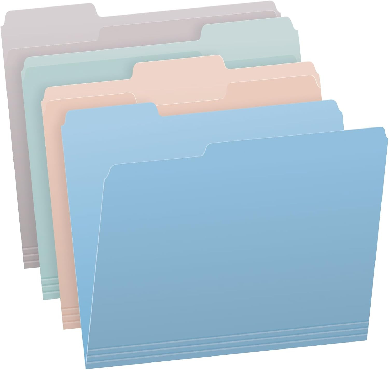 File Folders, Letter Size, Assorted Colors for Home, Office Filing Cabinet, 1/3-