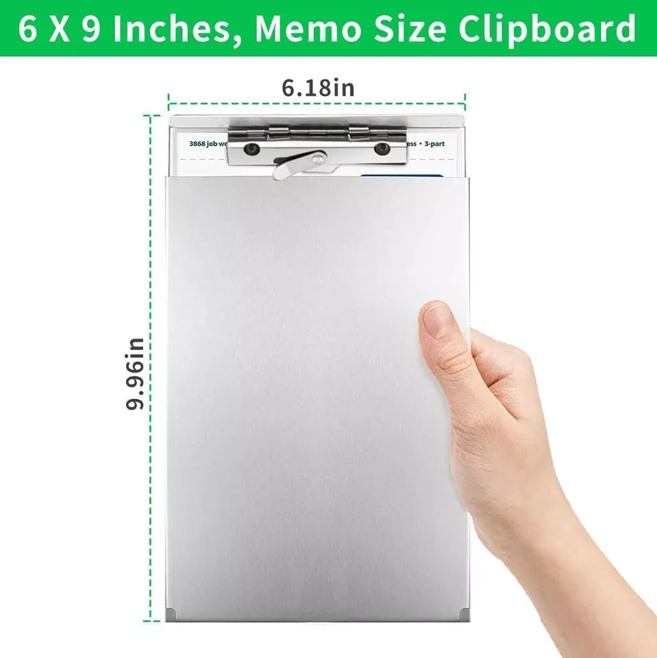 Aluminum Clipboard with Storage(Memo Size), Recycled Metal Form Holder Binder Fi