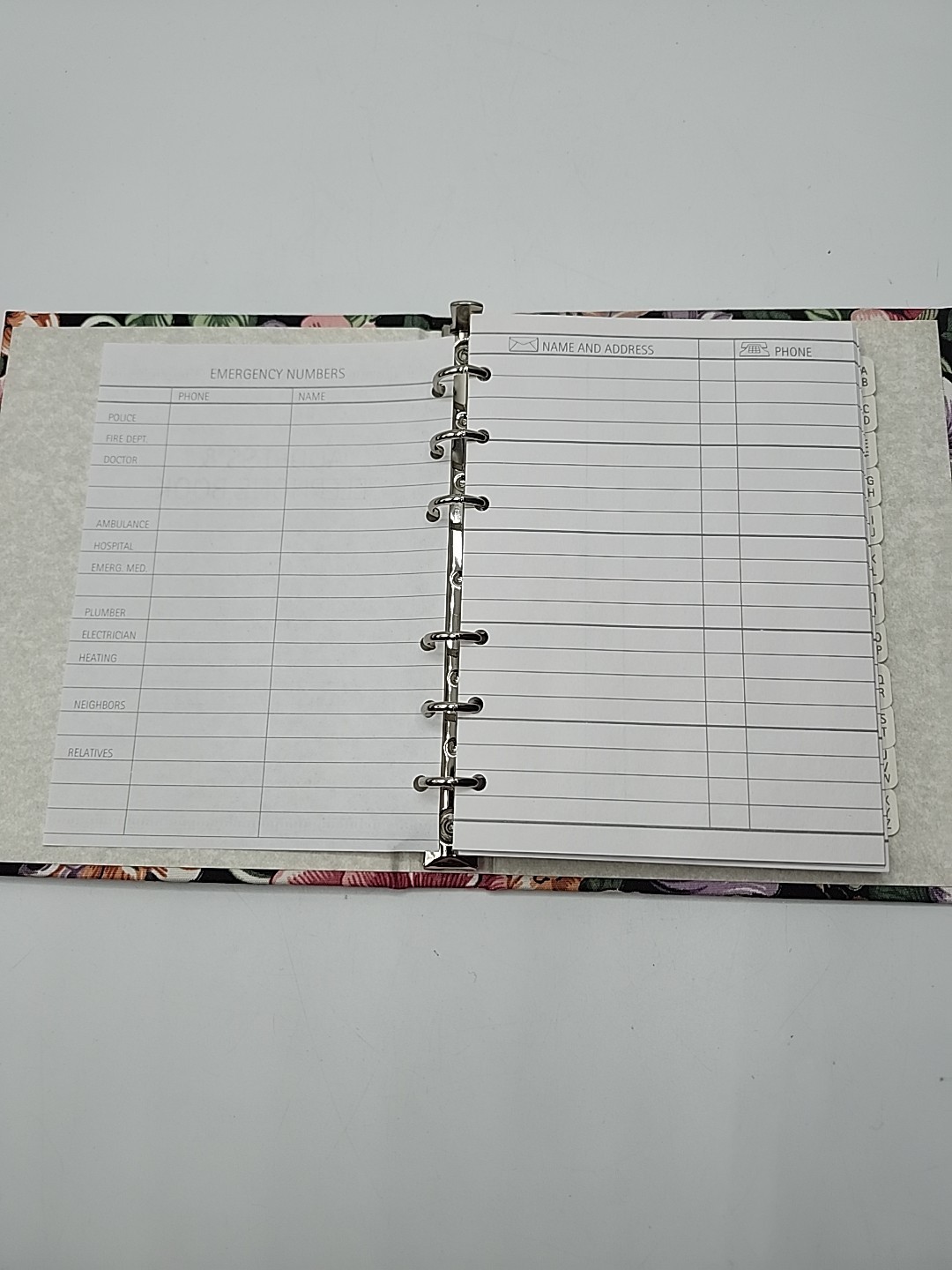 Vintage CR Gibson Floral Fabric Covered 6 Ring Refillable Address Book