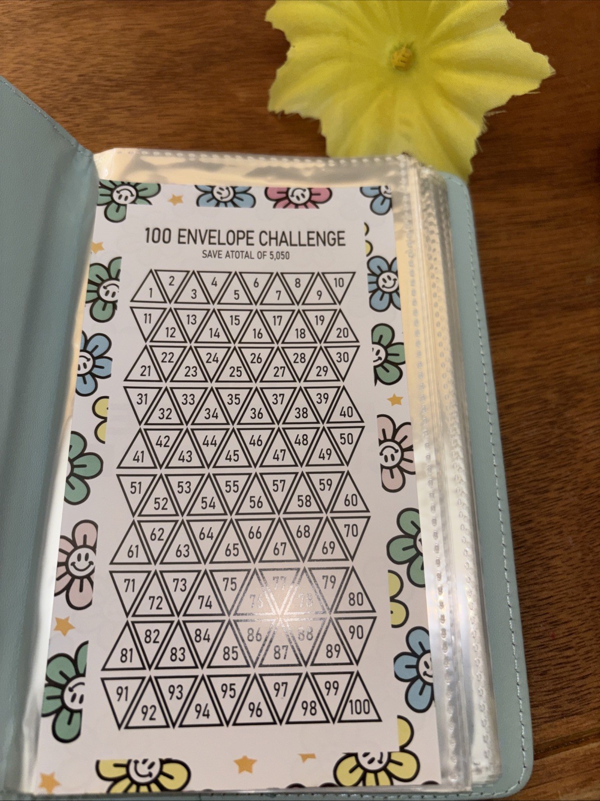 😎VINYL 100 Envelope Challenge Teal FOLDER NEW-GREAT Gift $7 FREE US SHIP!