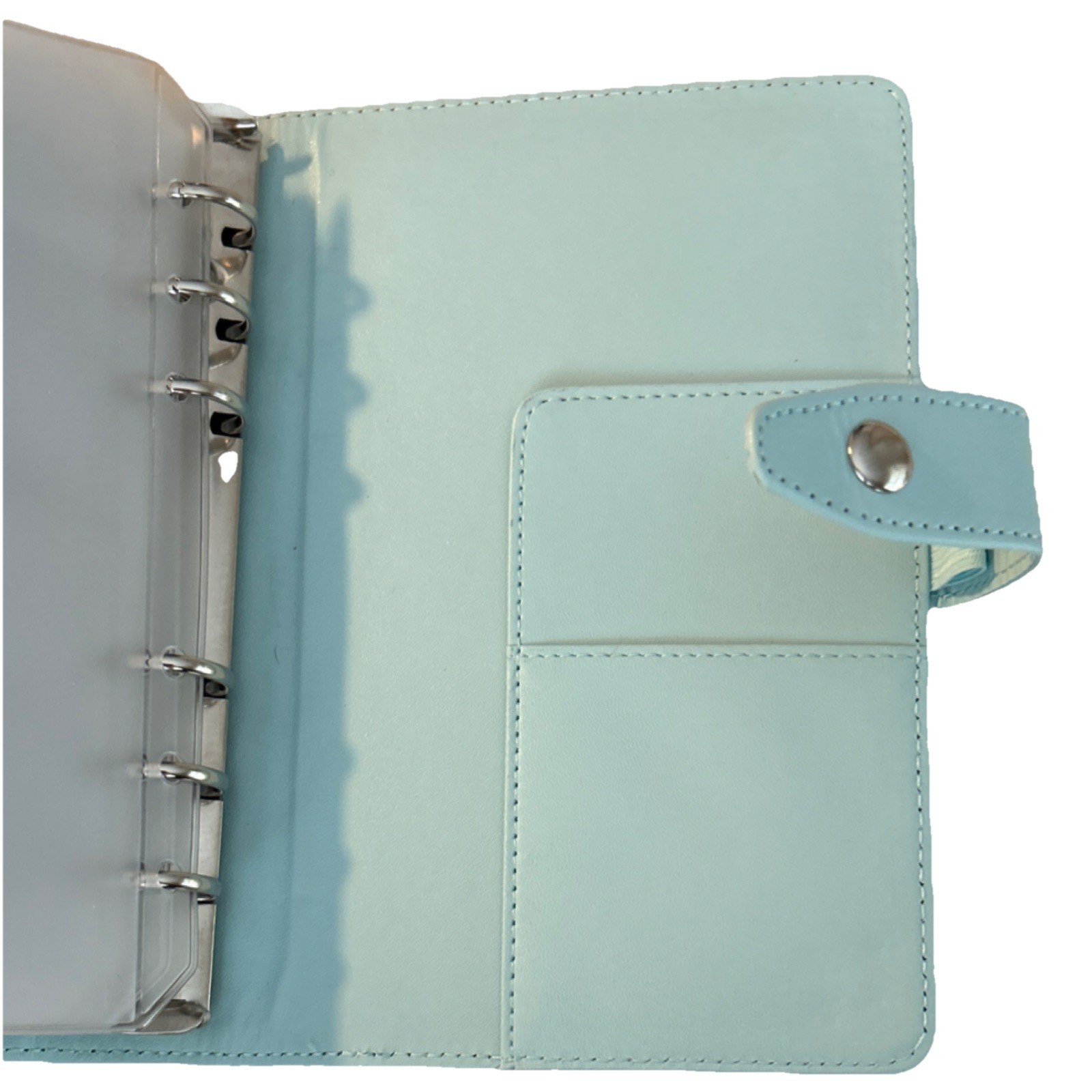 Blue and White Small Budget Organizer with Cash pockets, Card Slots, and Labels,