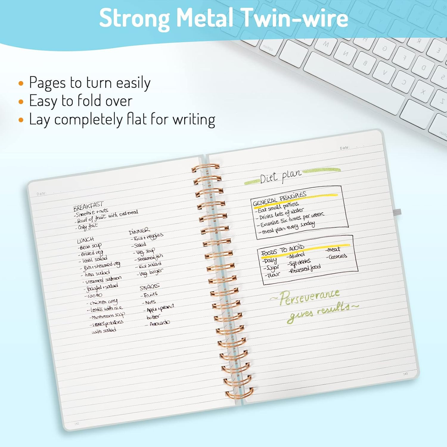 Forvencer Lined Spiral Journal Notebook with 300 Numbered Pages, B5 College Rule