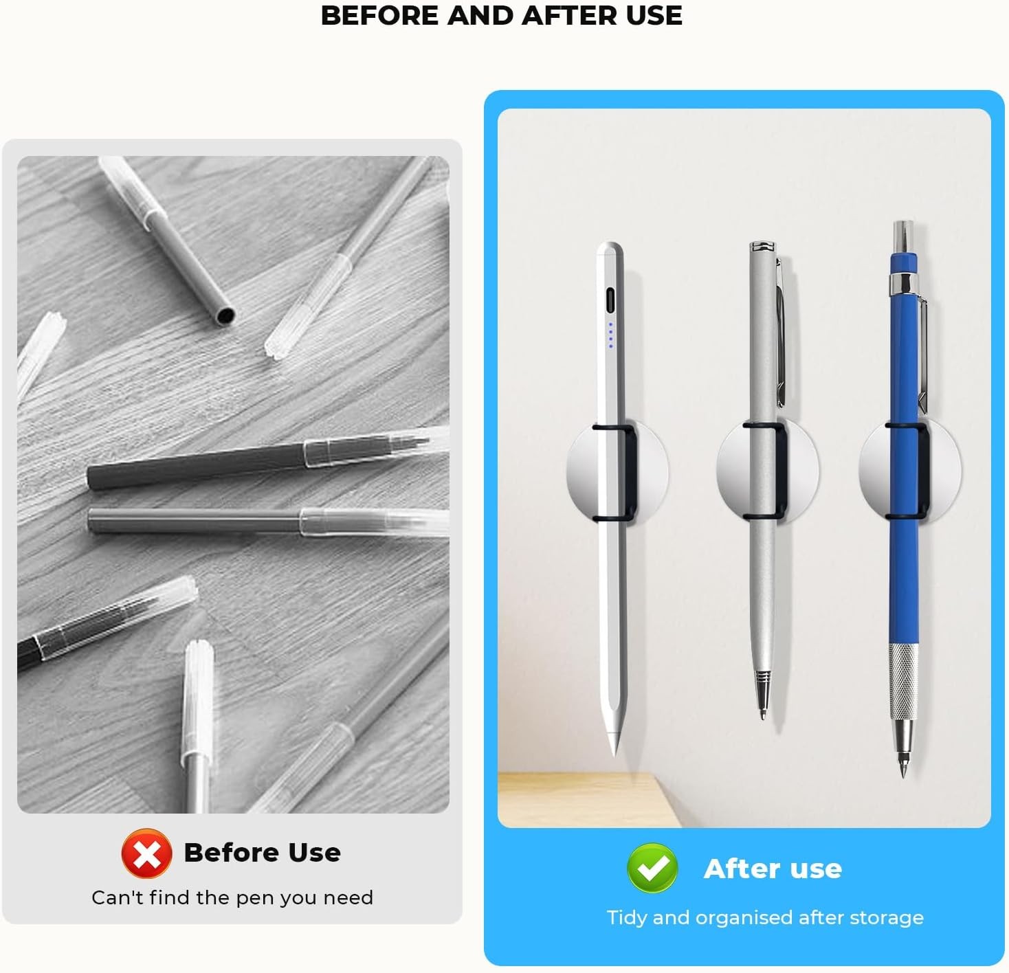 10 Pack Magnetic Pen Holder for Refrigerator, Adjustable Pen Pencil Holders
