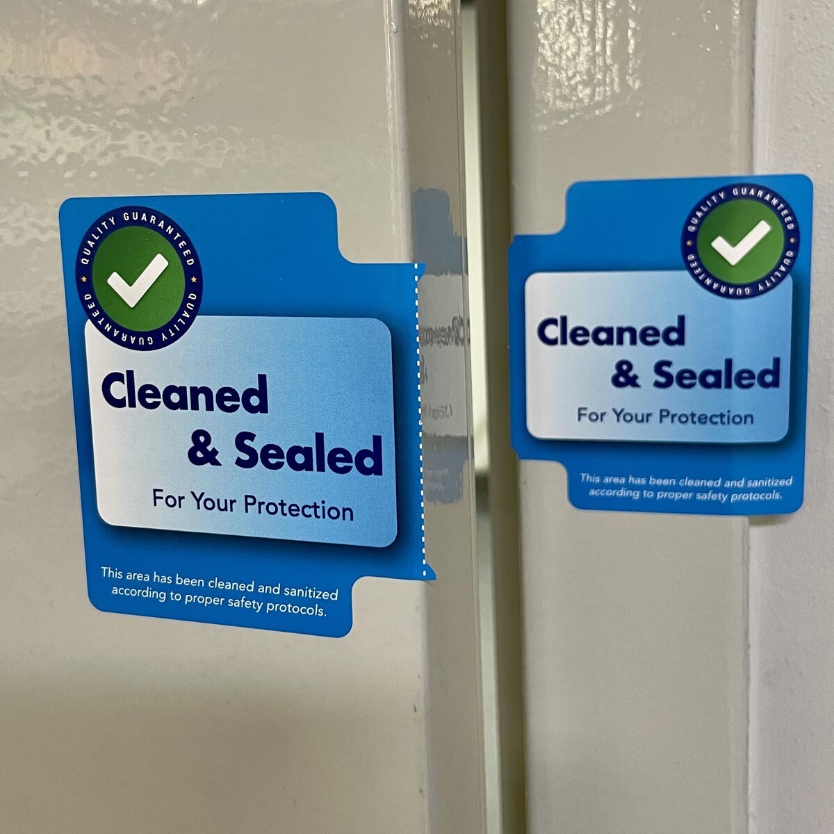 Cleaned & Sealed Tamper Seal Blue Safety Labels | 2.875 x 5″ inch – 500 Pack