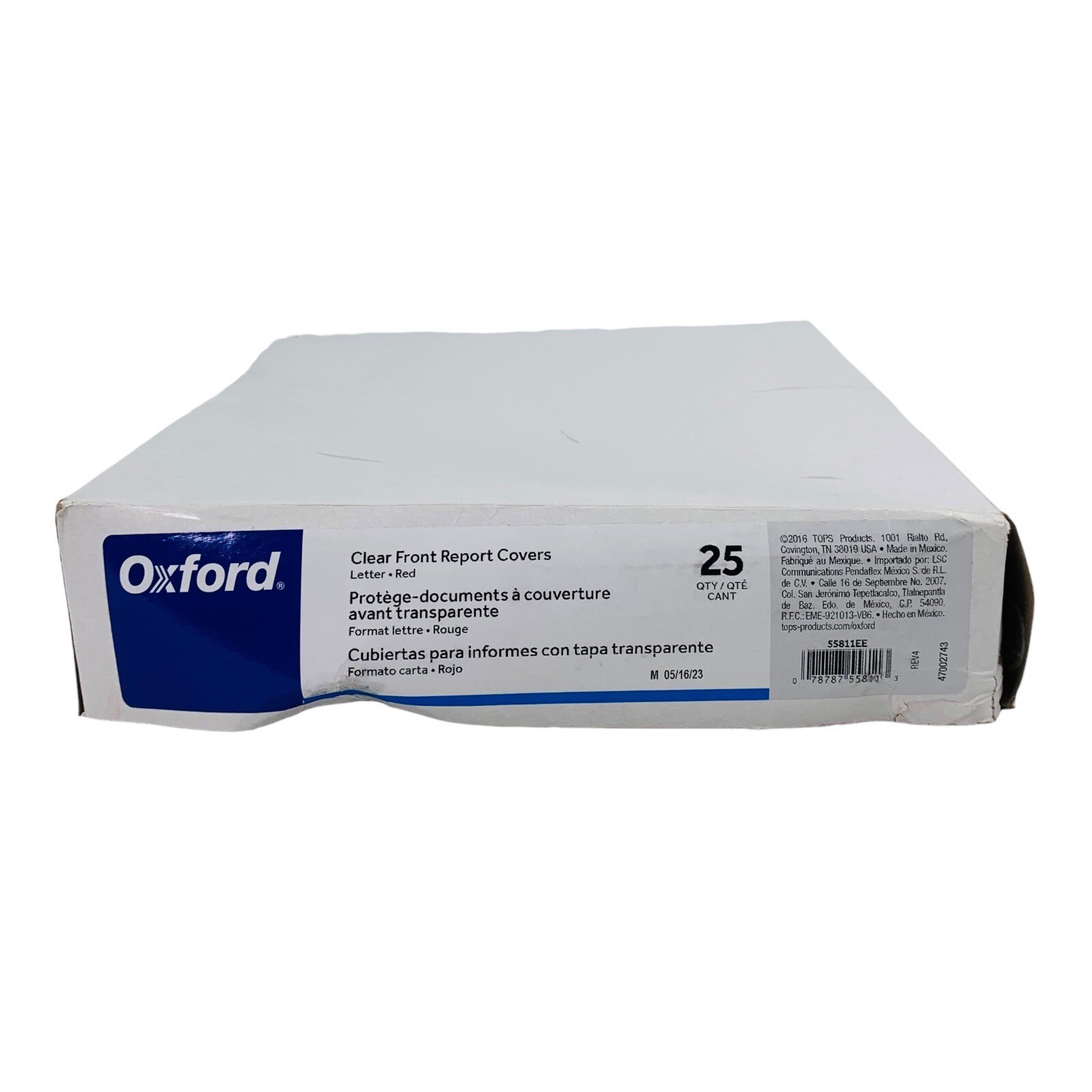25 Count Oxford Clear Front Red Report Covers Letter Size 3 Prong Tang Fastener