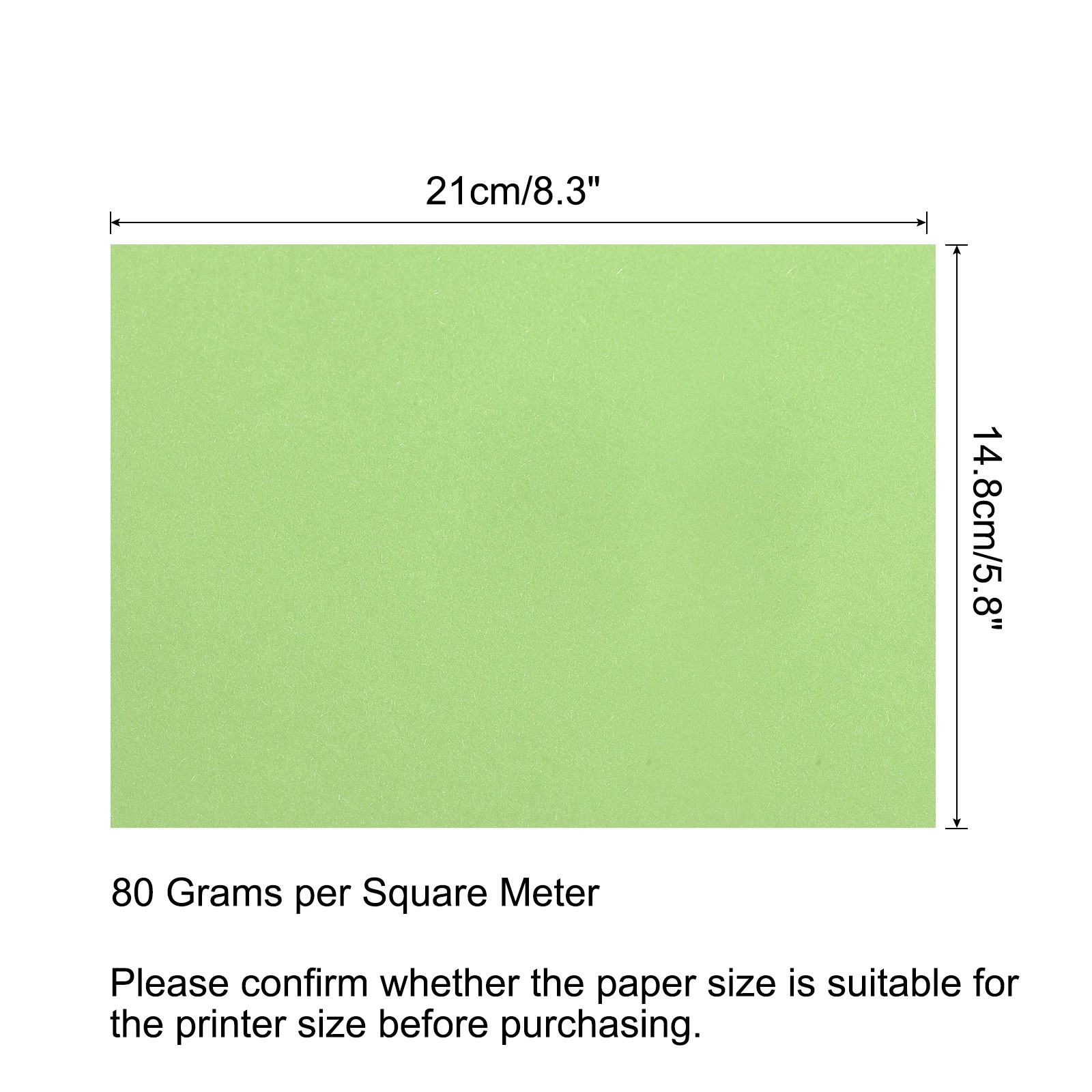 Colored Copy Paper 8.3×5.8 Inch 80gsm Light Green 50 Sheets