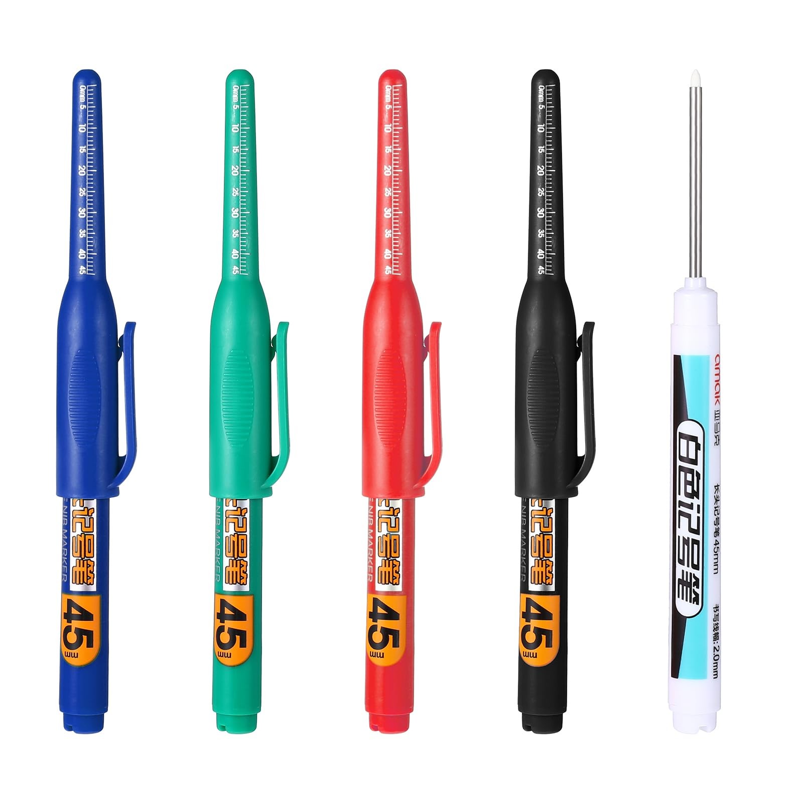 5Pcs Deep Reach Markers Multi-Purpose Deep Hole Marker Pens Long Nib Nose Wat…