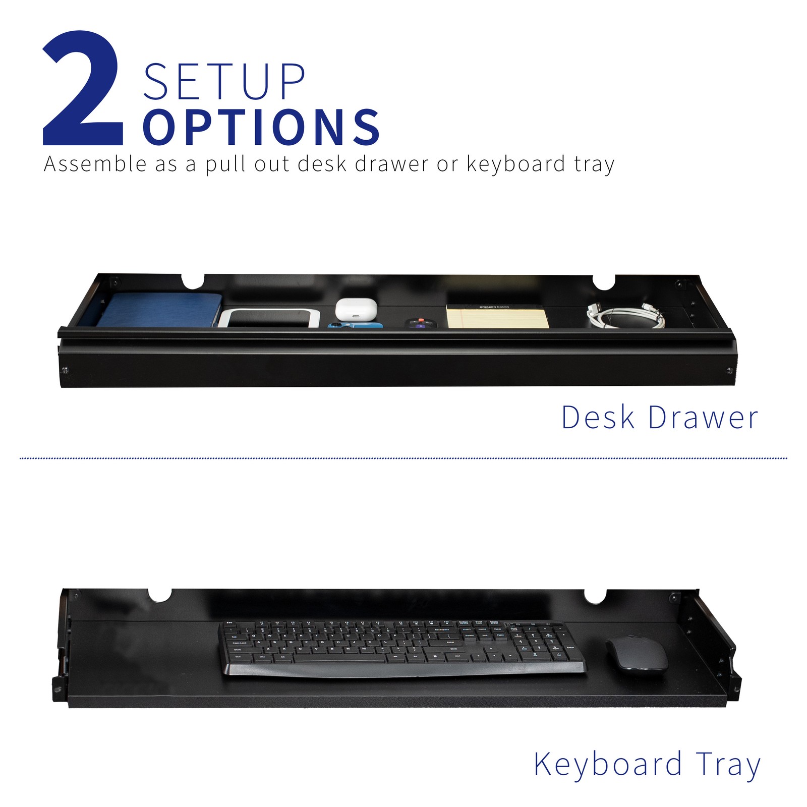 VIVO Black Extra Large 33 inch Under Desk Pull Out Storage Drawer for Desk