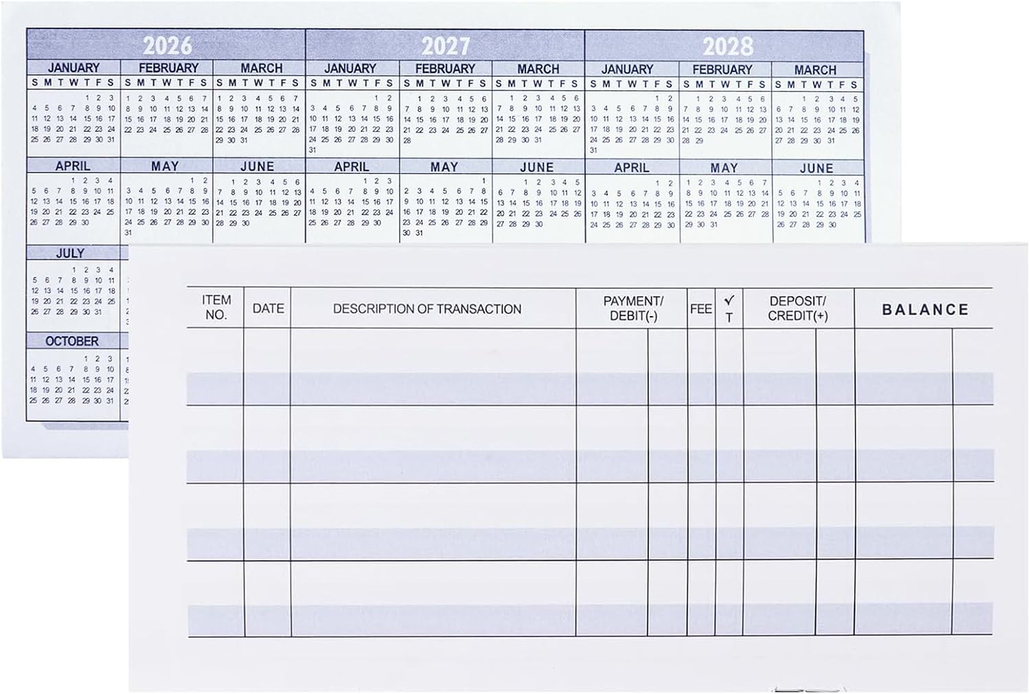 12 Pack Blank Check Registers with Larger Lines for Personal Checkbooks