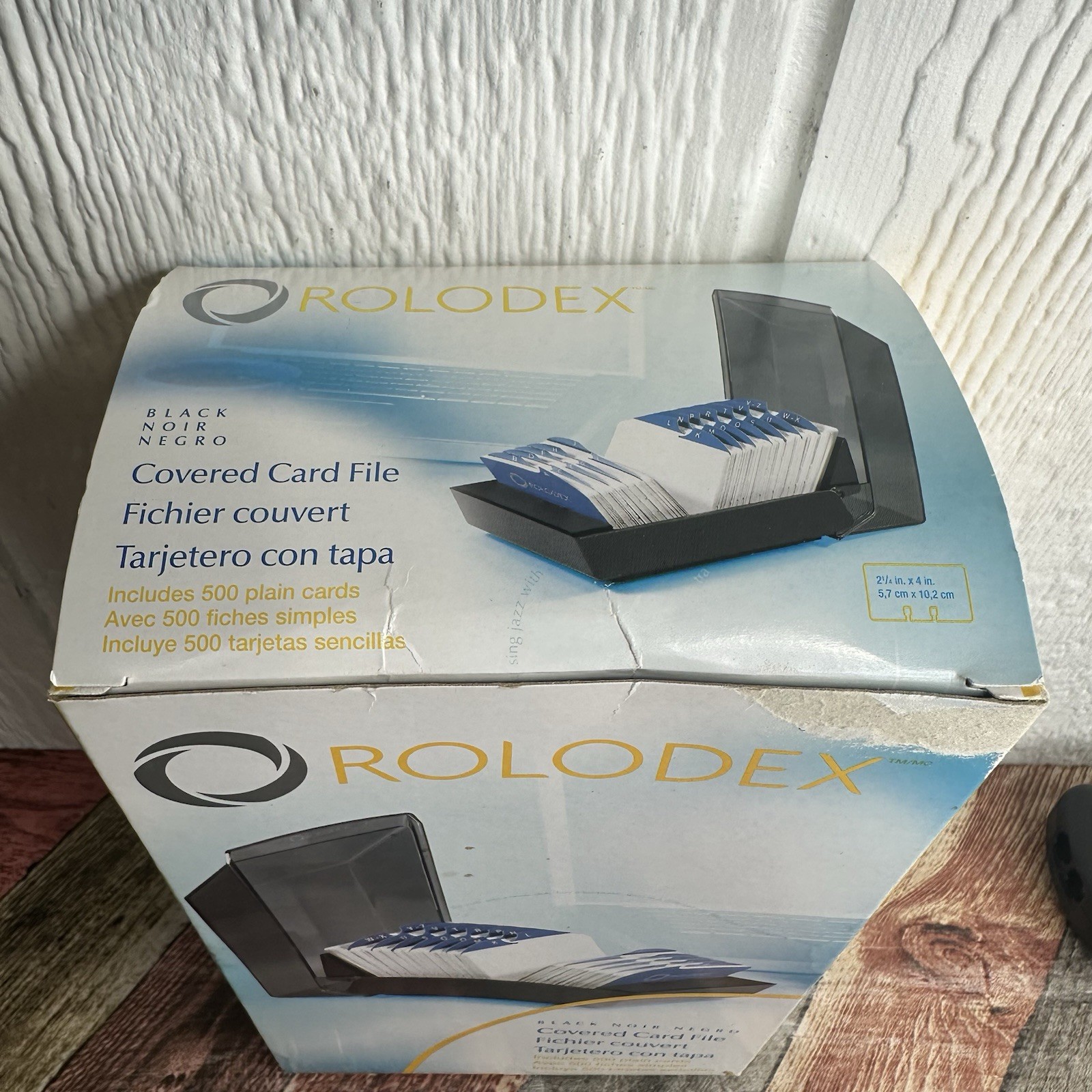 Vintage Rolodex Office 67011 Covered Card File Black 500 Cards New Open Box