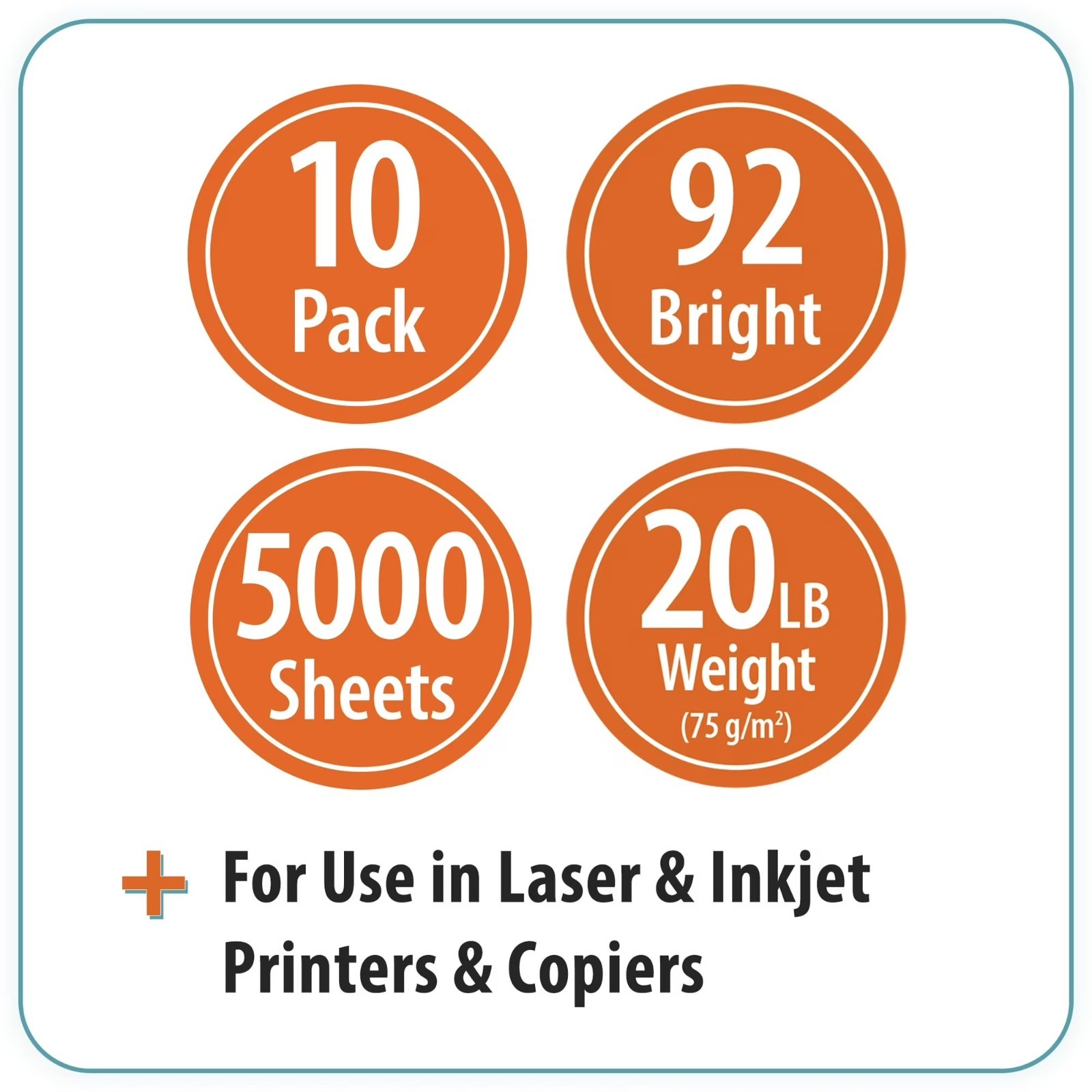 Pen+Gear Copy Paper, 8.5″ x 11″, 92 Bright White, 20 lb., 10 Ream Case 5,000