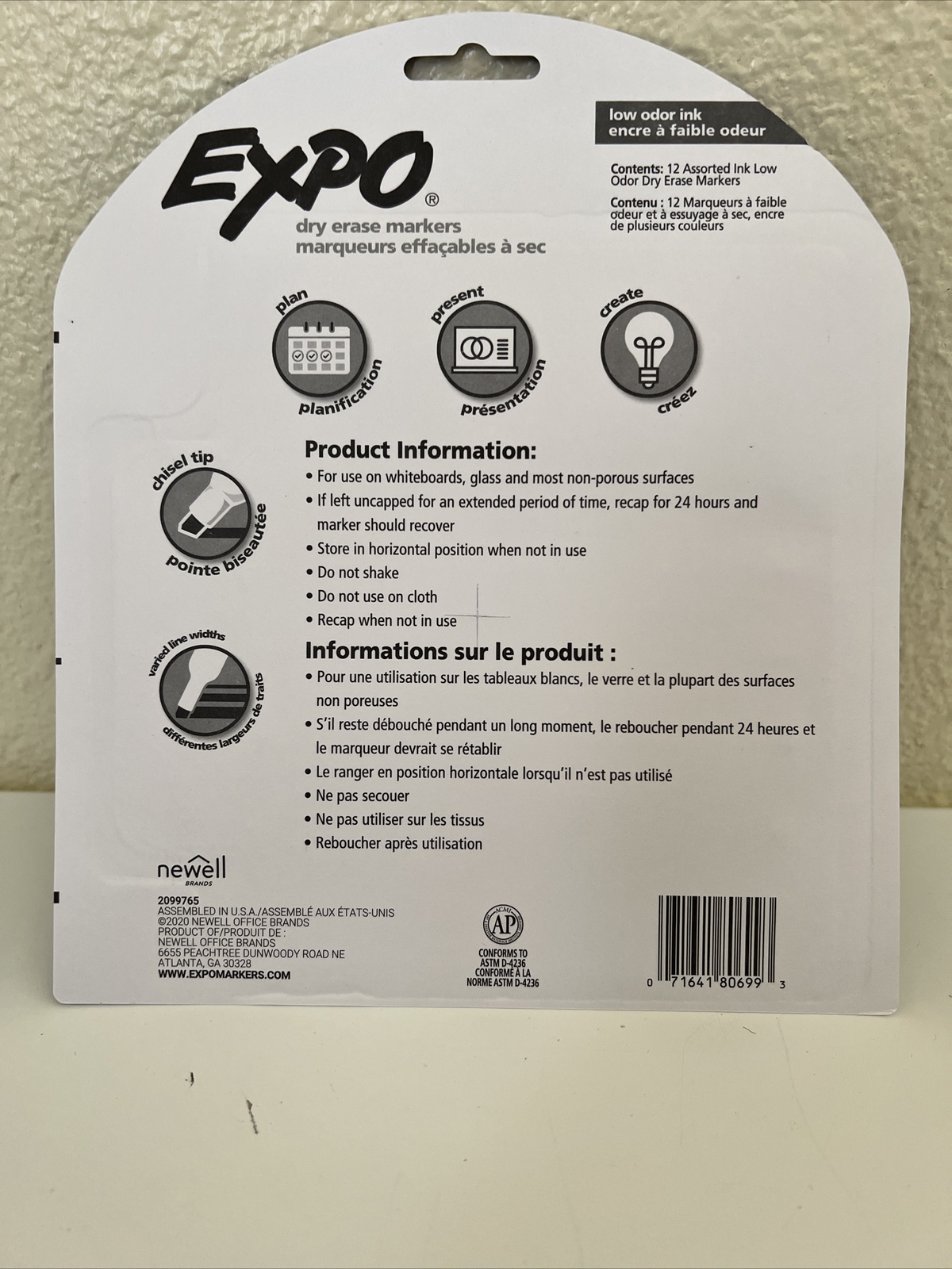 EXPO 12Count Low-Odor Dry Erase Markers Chisel Tip Assorted Colors