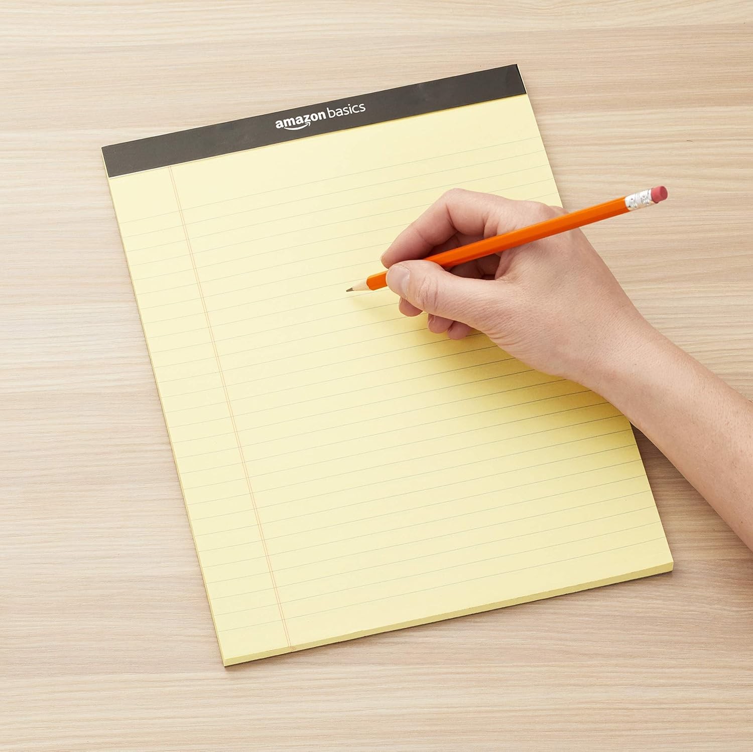 Amazon Basics Wide Ruled Notepads 8.5×11.75 Canary 600 Sheets 12 Pack