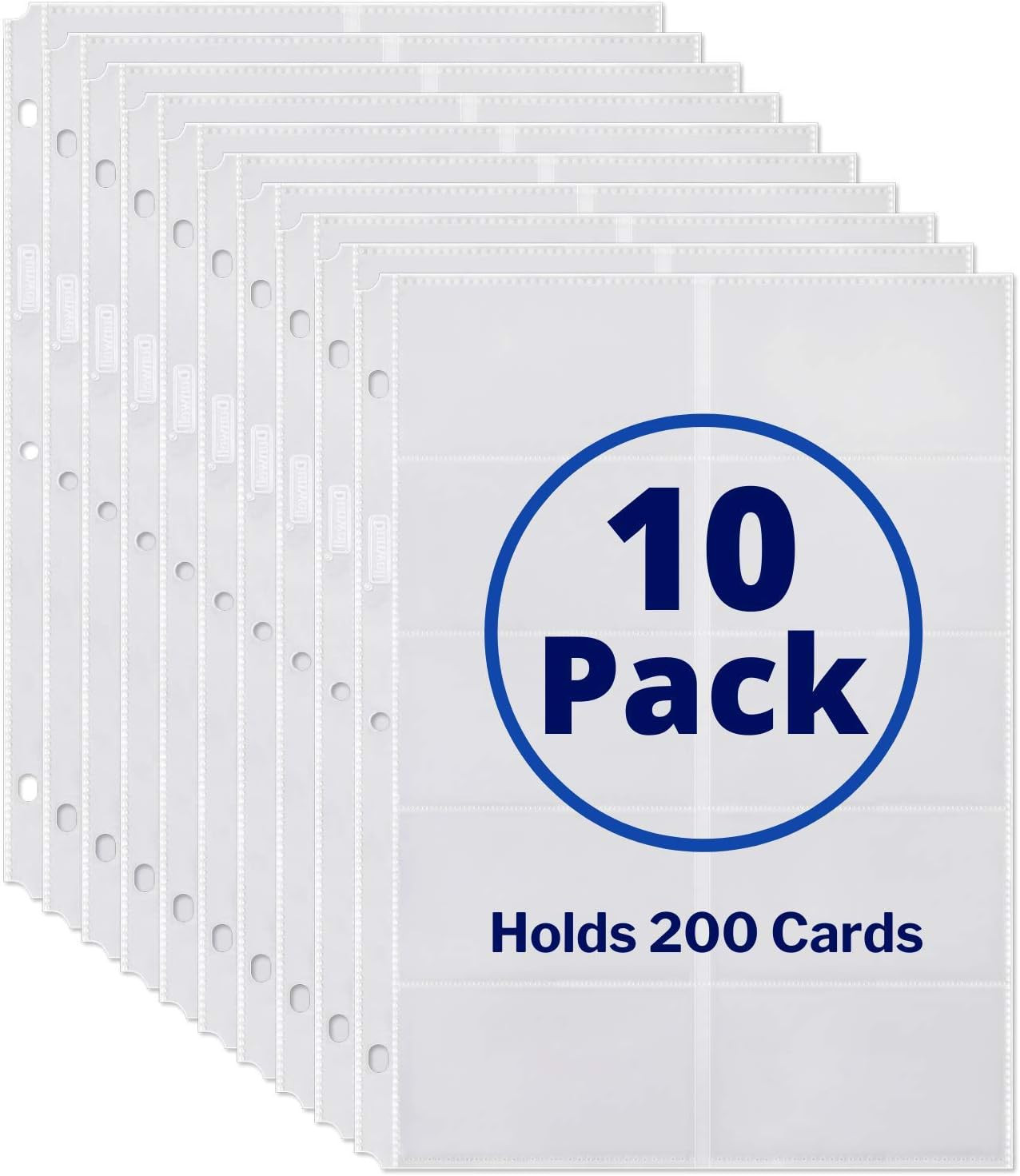 Business Card Holder Sleeves (10 Pack for 200 Cards), Heavyweight Plastic Sheet