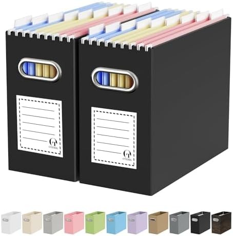 File Organizer Box Portable Collapsible Cardboard Letter Size