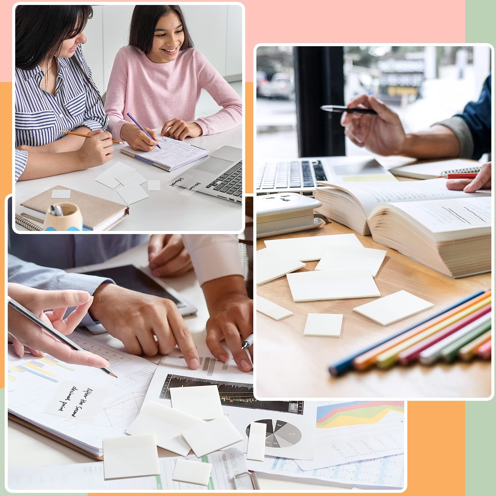 [1000 PCS] Transparent Sticky Notes, 6 Sizes 6 sizes-1000sheets, Clear-1000