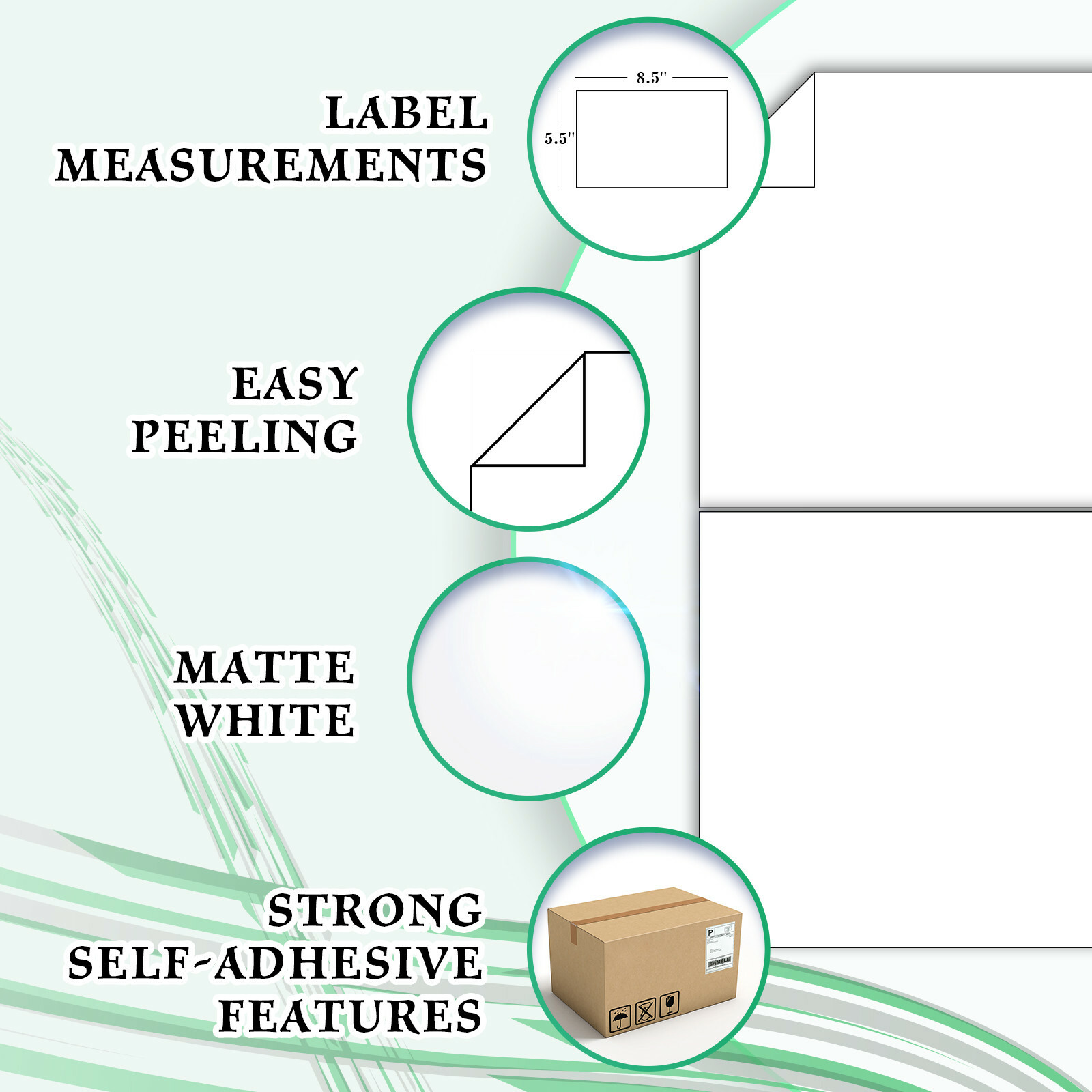 Premium 1100 Shipping Labels 8.5×5.5 Half Sheet Adhesive 2 Per Sheet 1000 Koala