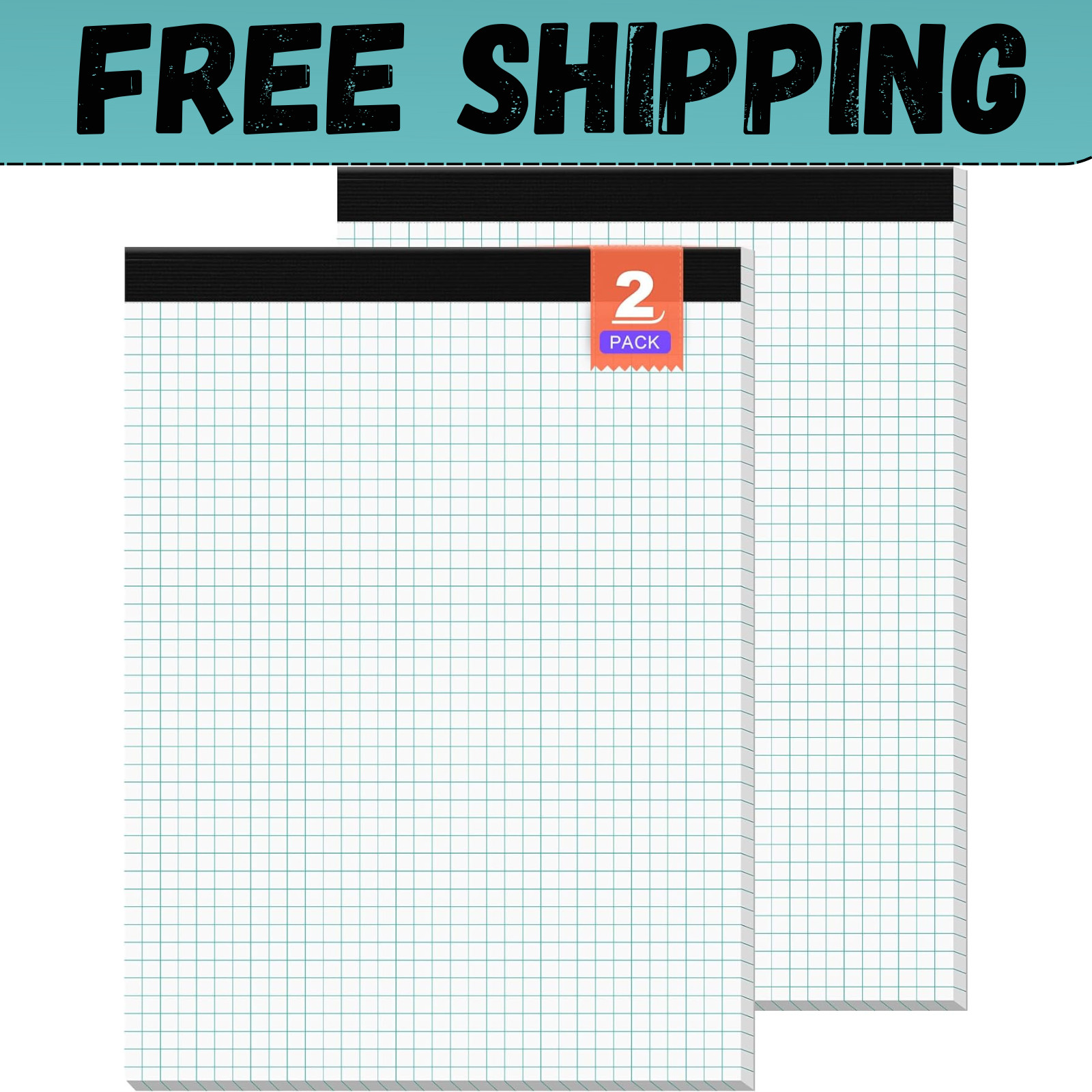 Graph Paper, Grid Paper 8.5 x 11 Graph Paper Pad, [2 Pack] Quad Ruled Grid Paper