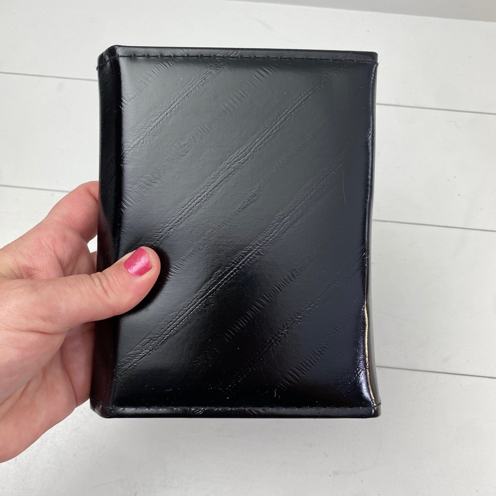 Vintage Trifold Pocket Organizer Unisex Black Gold Retro Office MCM Office Book