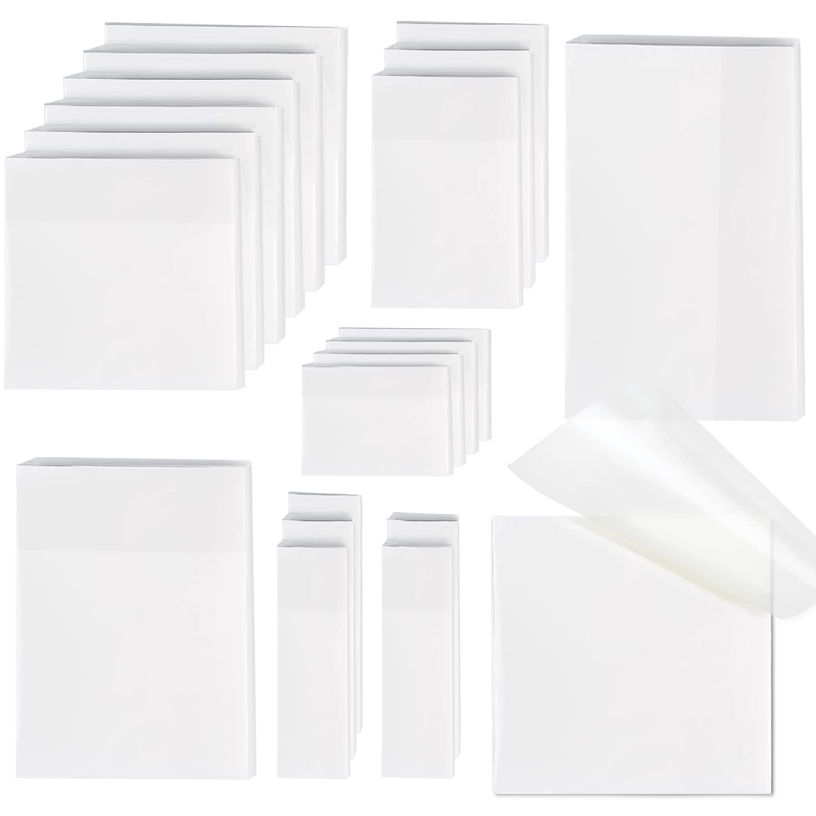 [1000 PCS] Transparent Sticky Notes, 6 Sizes 6 sizes-1000sheets, Clear-1000