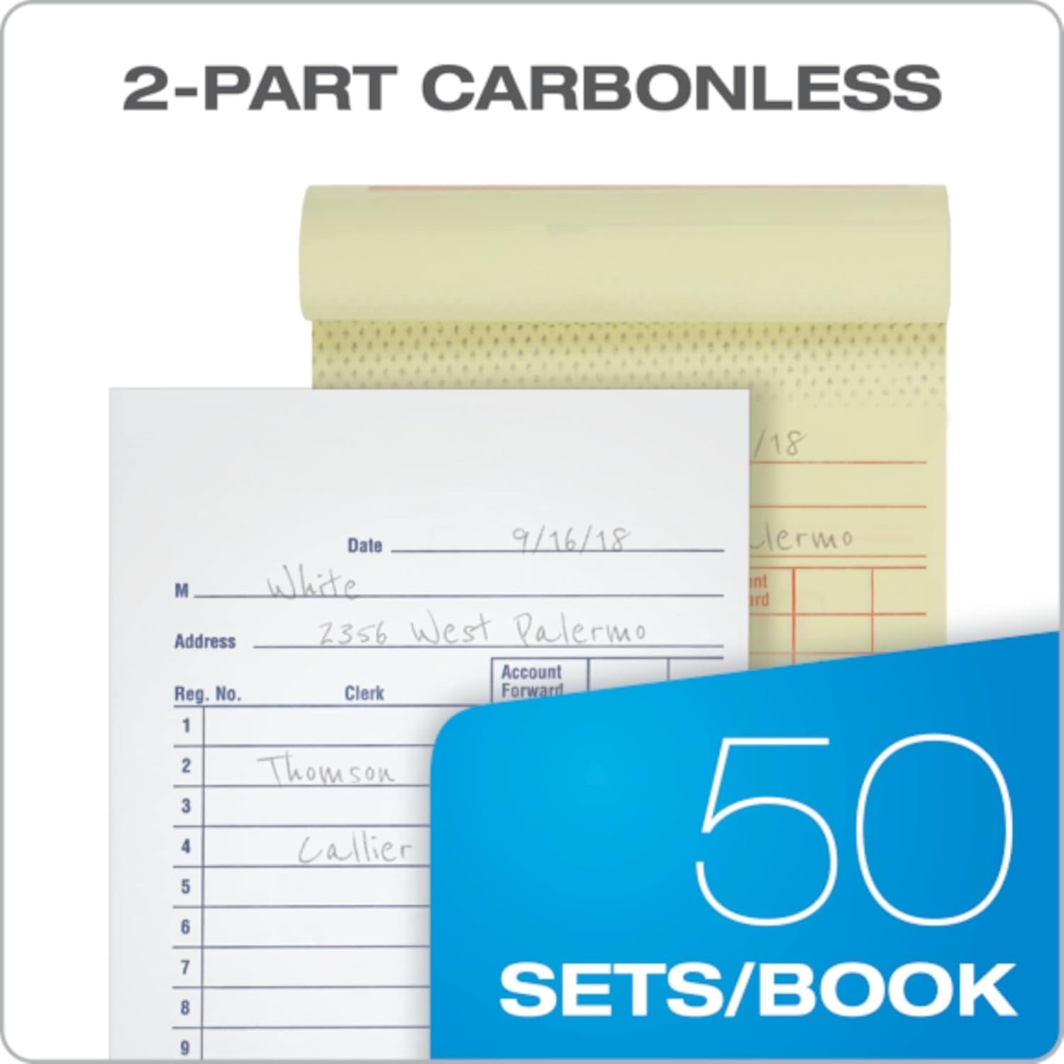 Adams General Purpose Sales Book, 2-Part, Carbonless, White/Canary