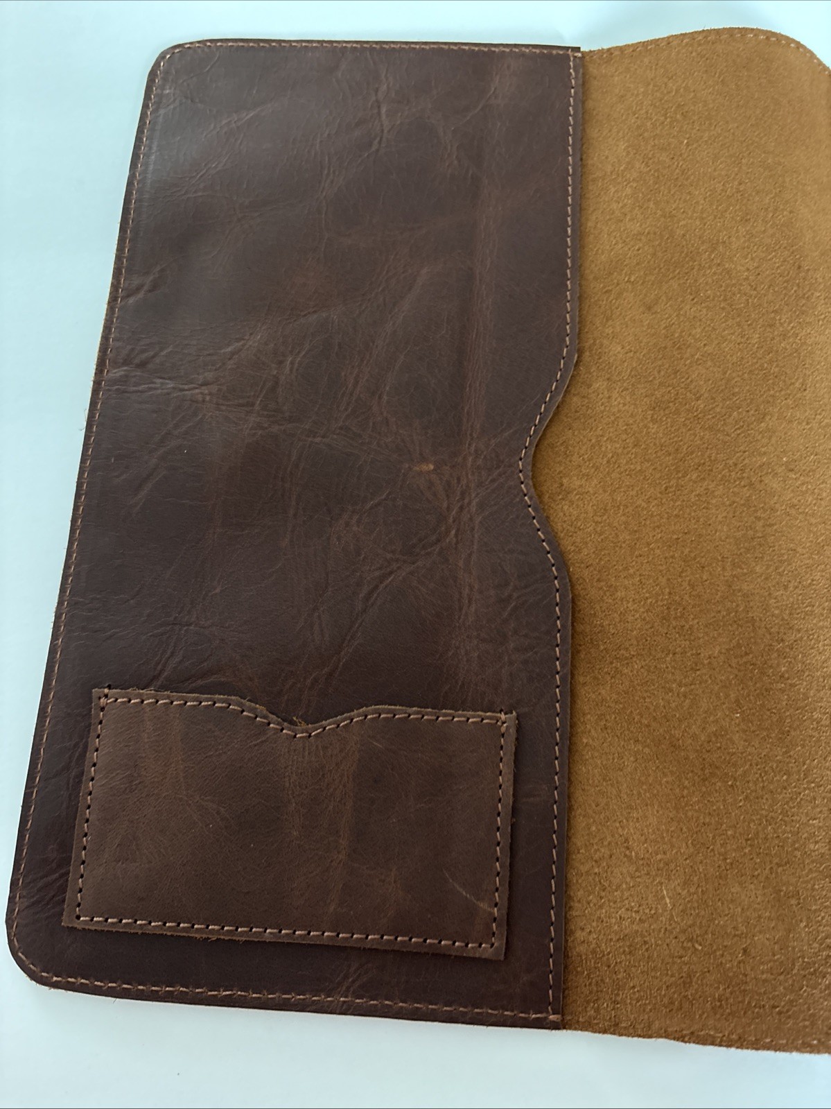 Elizo Brown Leather Portfolio/journal Cover NEW 8.5×10” Folded Snap Closure